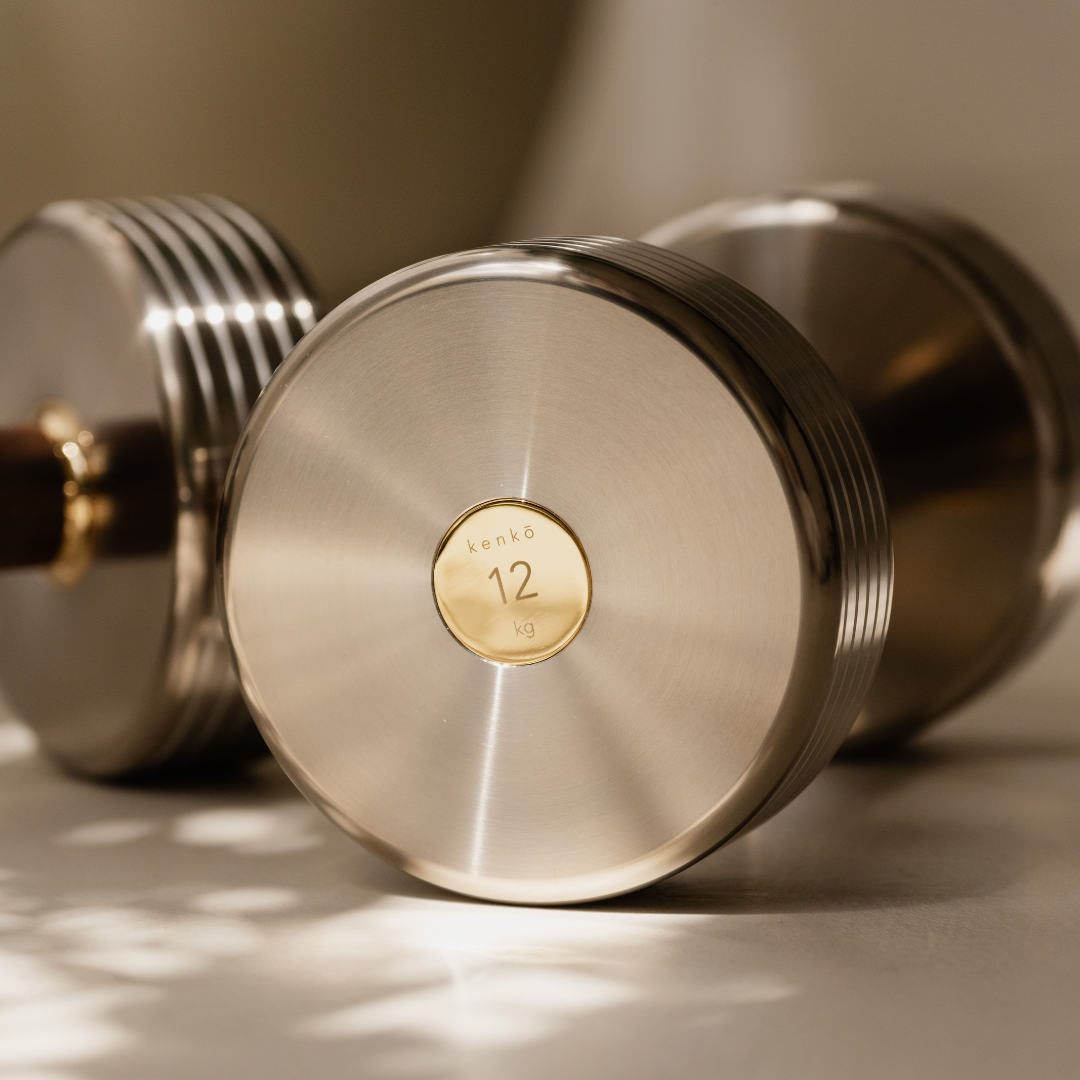 Functional training tools presented as premium design elements in home gym setup.