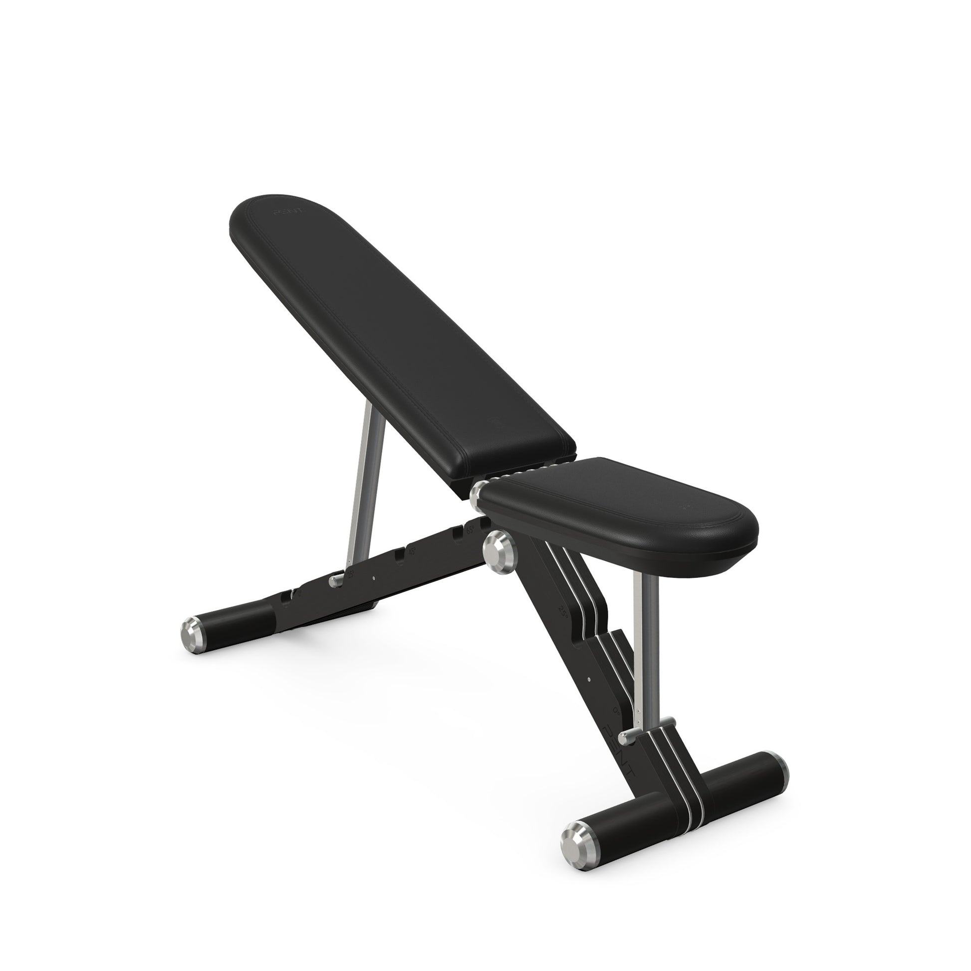 Luxury home gym equipment, adjustable exercise bench handcrafted with stainless steel, premium Italian black leather and natural black ash wood. PENT. BANKA - Luxury Exercise Bench
