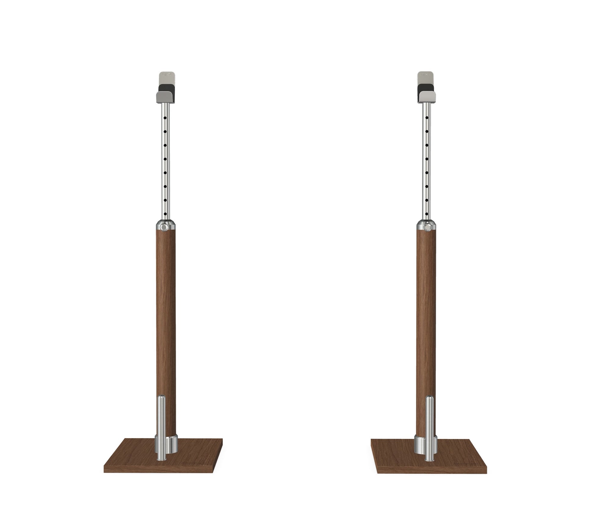 Luxury gym equipment, premium bench press rack made with stainless steel and natural walnut stained ash wood. PENT. BYSTRA - Luxury Bench Press Set