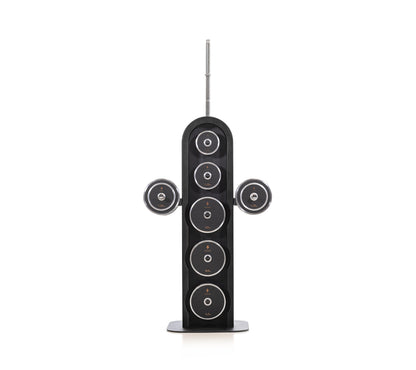 Luxury wooden & stainless steel weight plate set with barbell and dumbbell plates on a sleek vertical shadow black wooden rack. Premium gym equipment for strength training. NOHRD Weight Plates - Barbell & Dumbbells Tower