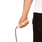 Person holding a jump rope with a white background