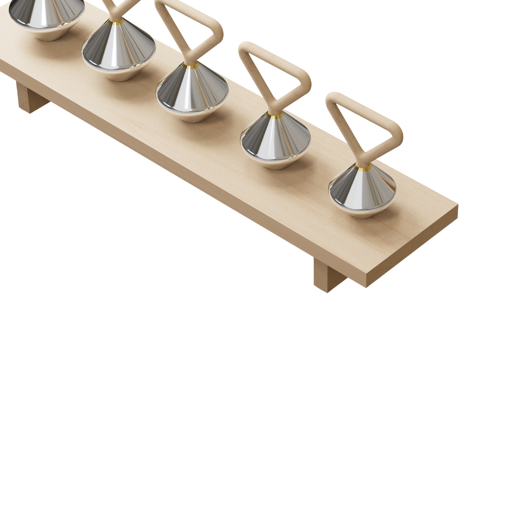 Modern kettlebell rack showcasing finely crafted kettlebells in a design-conscious home gym setup.