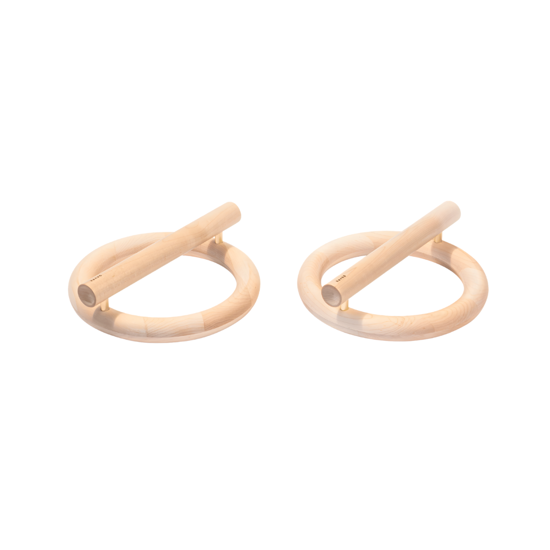 Kenko Push-Up Bars solid wood version, Maple finish on white background