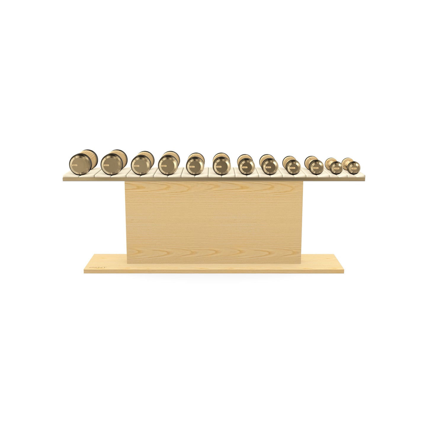 PENT. COLMIA Set - In Gold  - Dumbbells on a Horizontal Wooden Stand