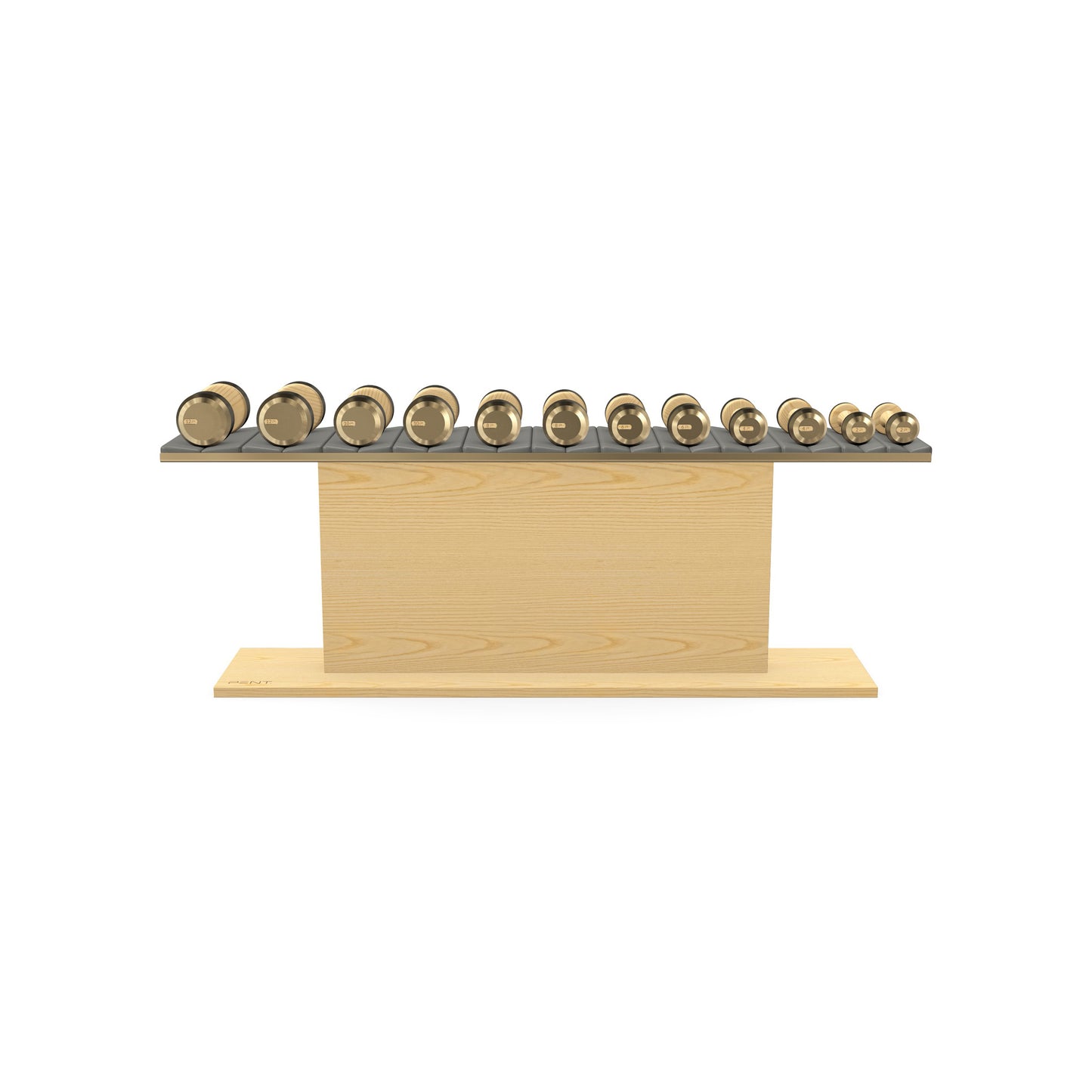 PENT. COLMIA Set - In Gold  - Dumbbells on a Horizontal Wooden Stand