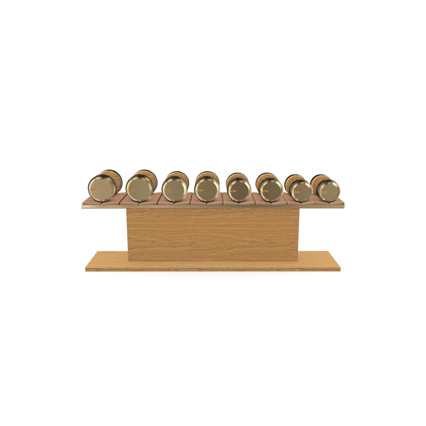 PENT. COLMIA Set - In Gold  - Dumbbells on a Horizontal Wooden Stand