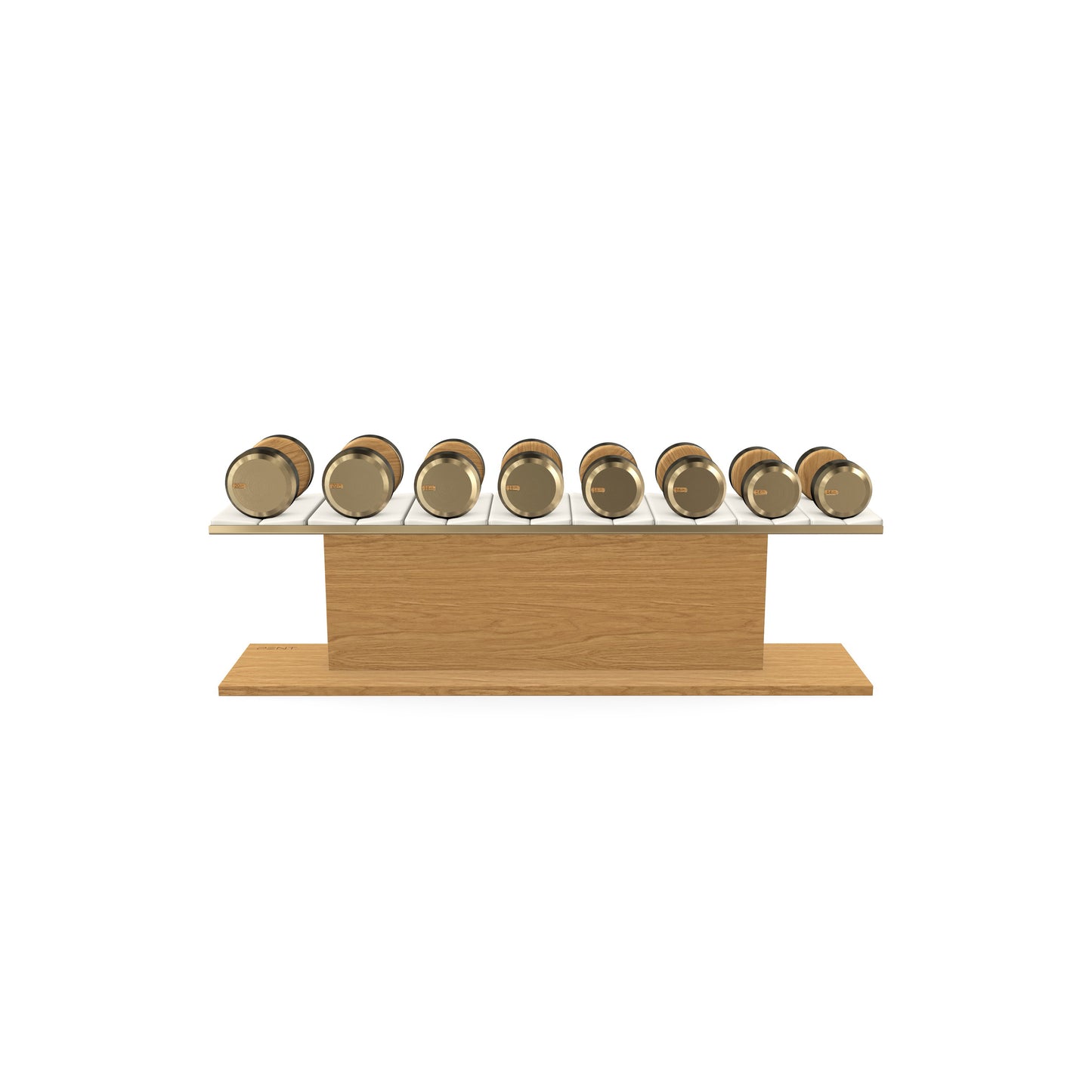 PENT. COLMIA Set - In Gold  - Dumbbells on a Horizontal Wooden Stand