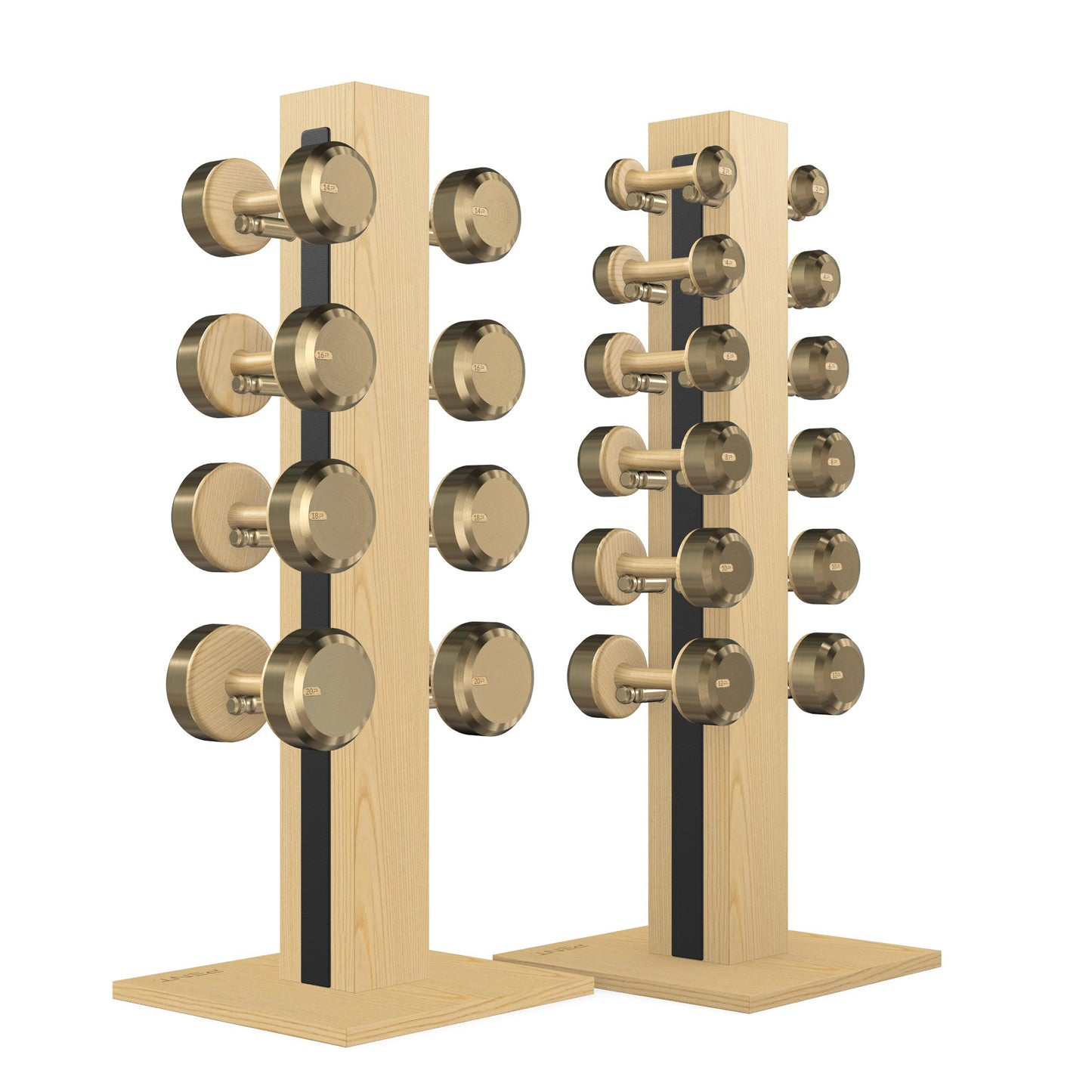 PENT. COLMIA Set - In Gold - Dumbbells on a Vertical Wooden Stand