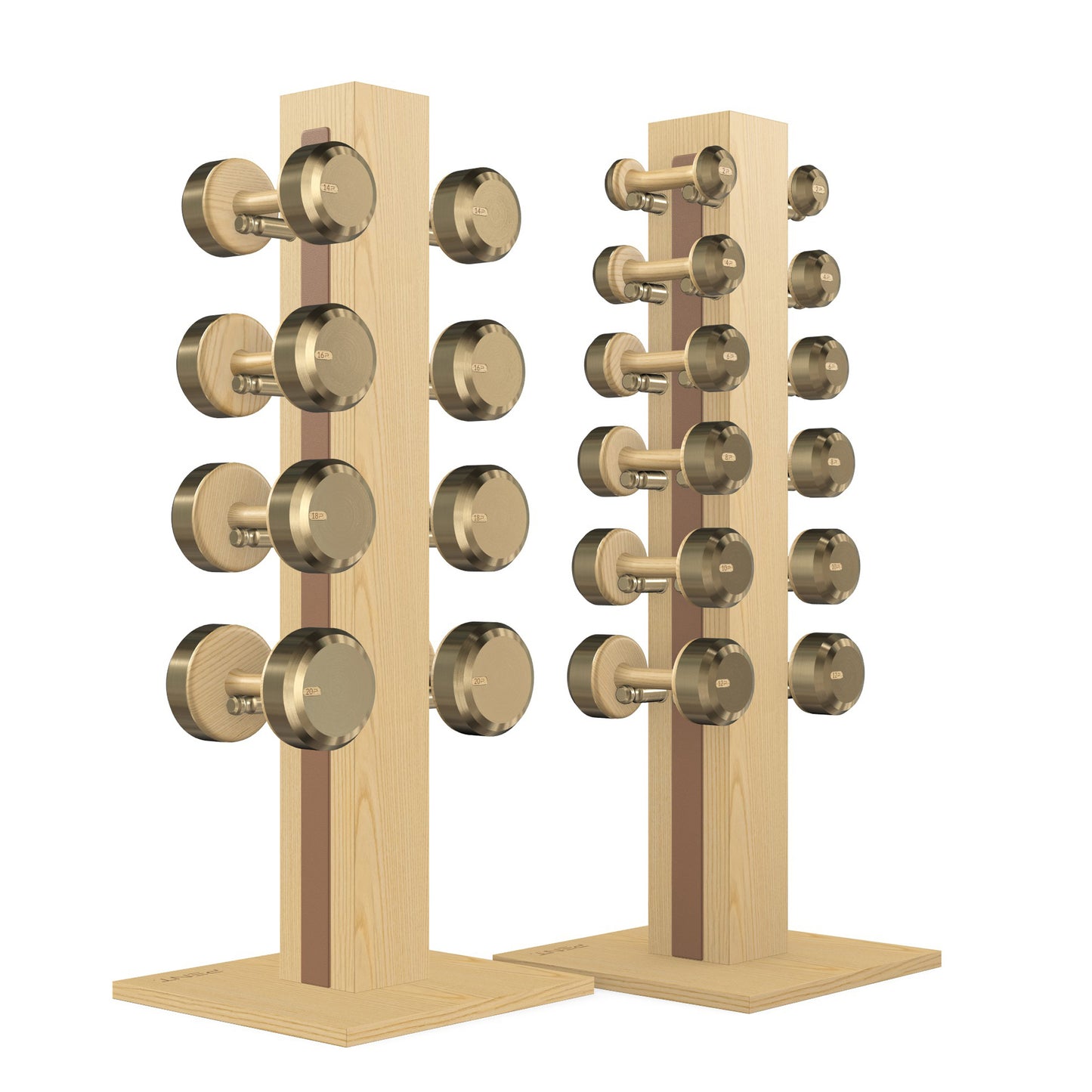 PENT. COLMIA Set - In Gold - Dumbbells on a Vertical Wooden Stand