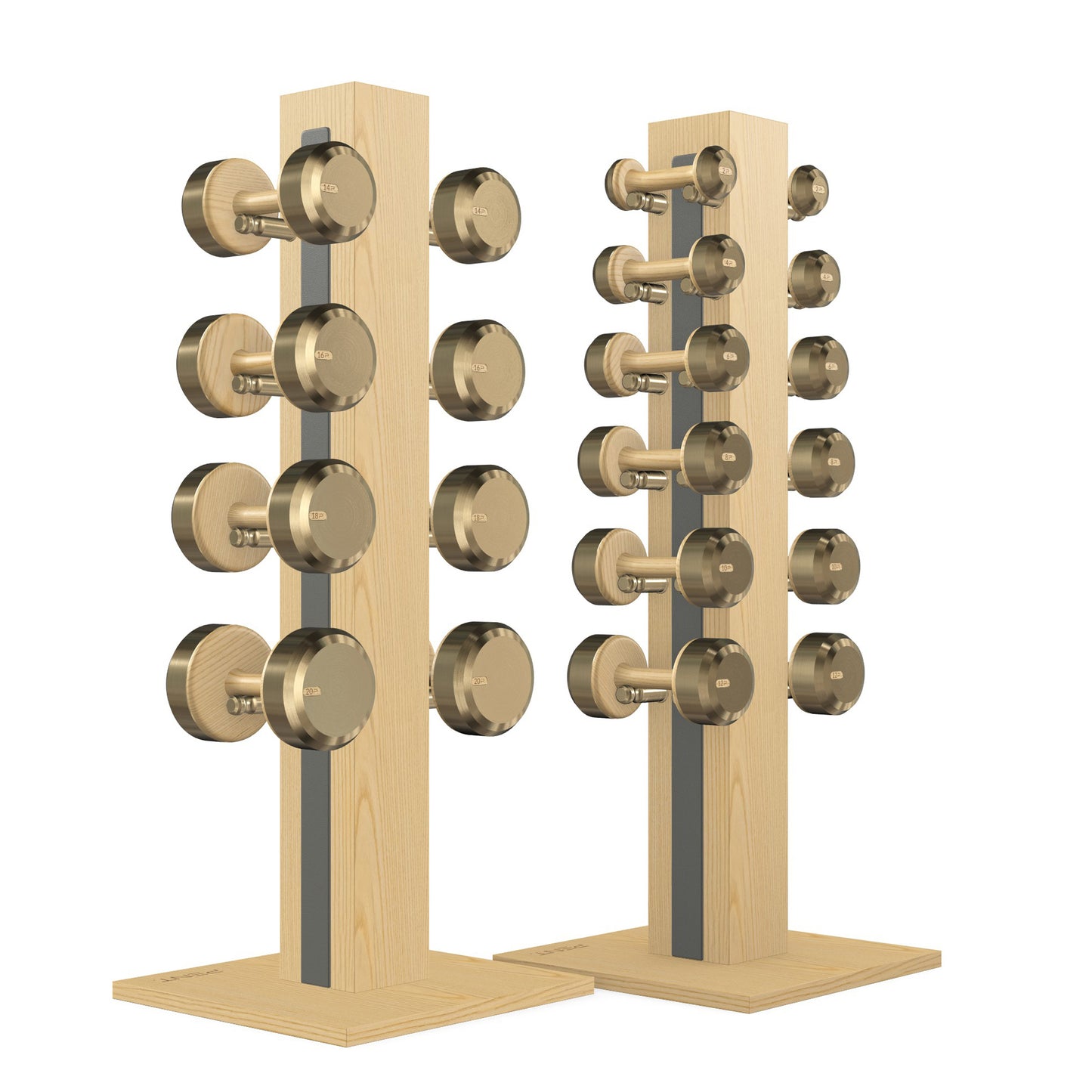 PENT. COLMIA Set - In Gold - Dumbbells on a Vertical Wooden Stand