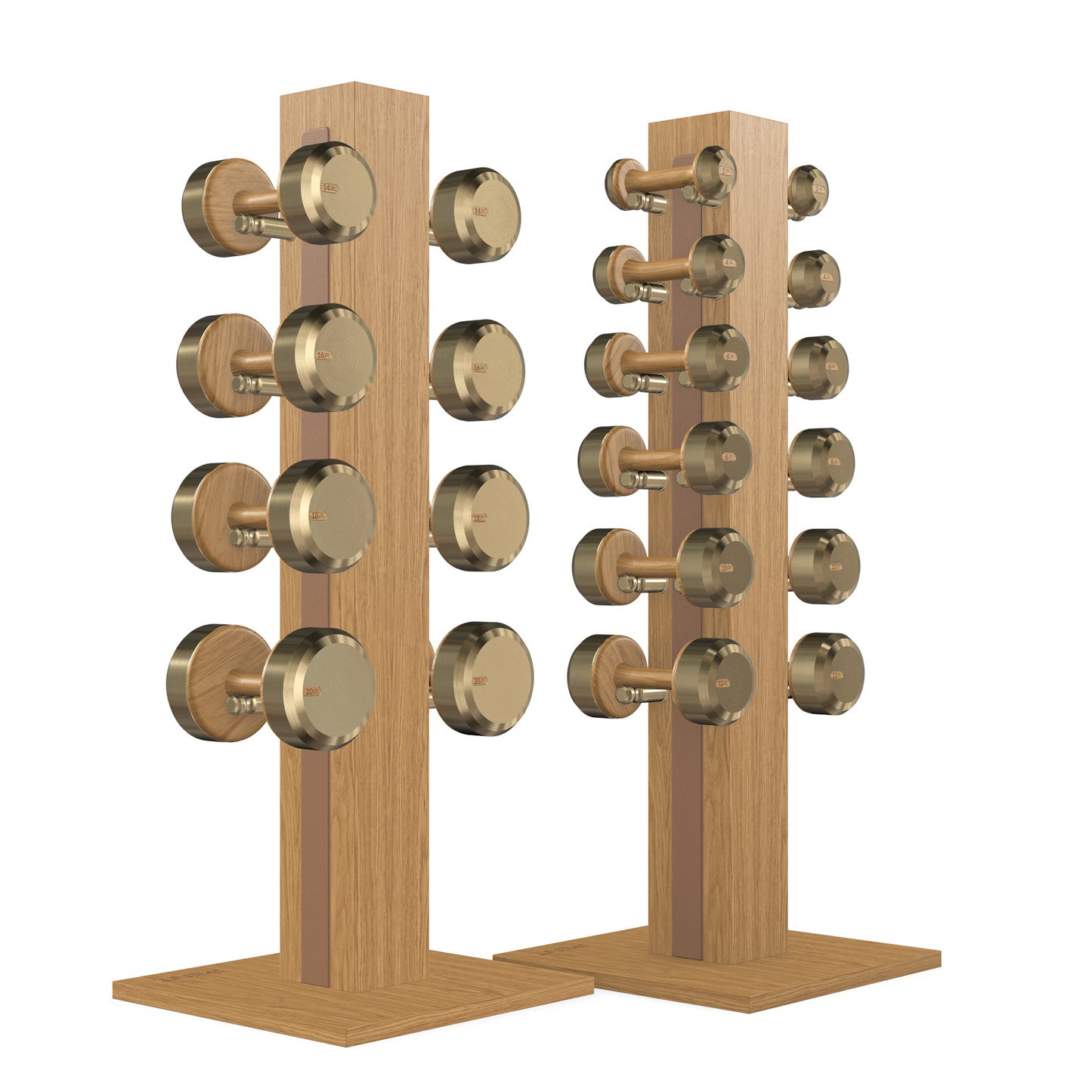 PENT. COLMIA Set - In Gold - Dumbbells on a Vertical Wooden Stand