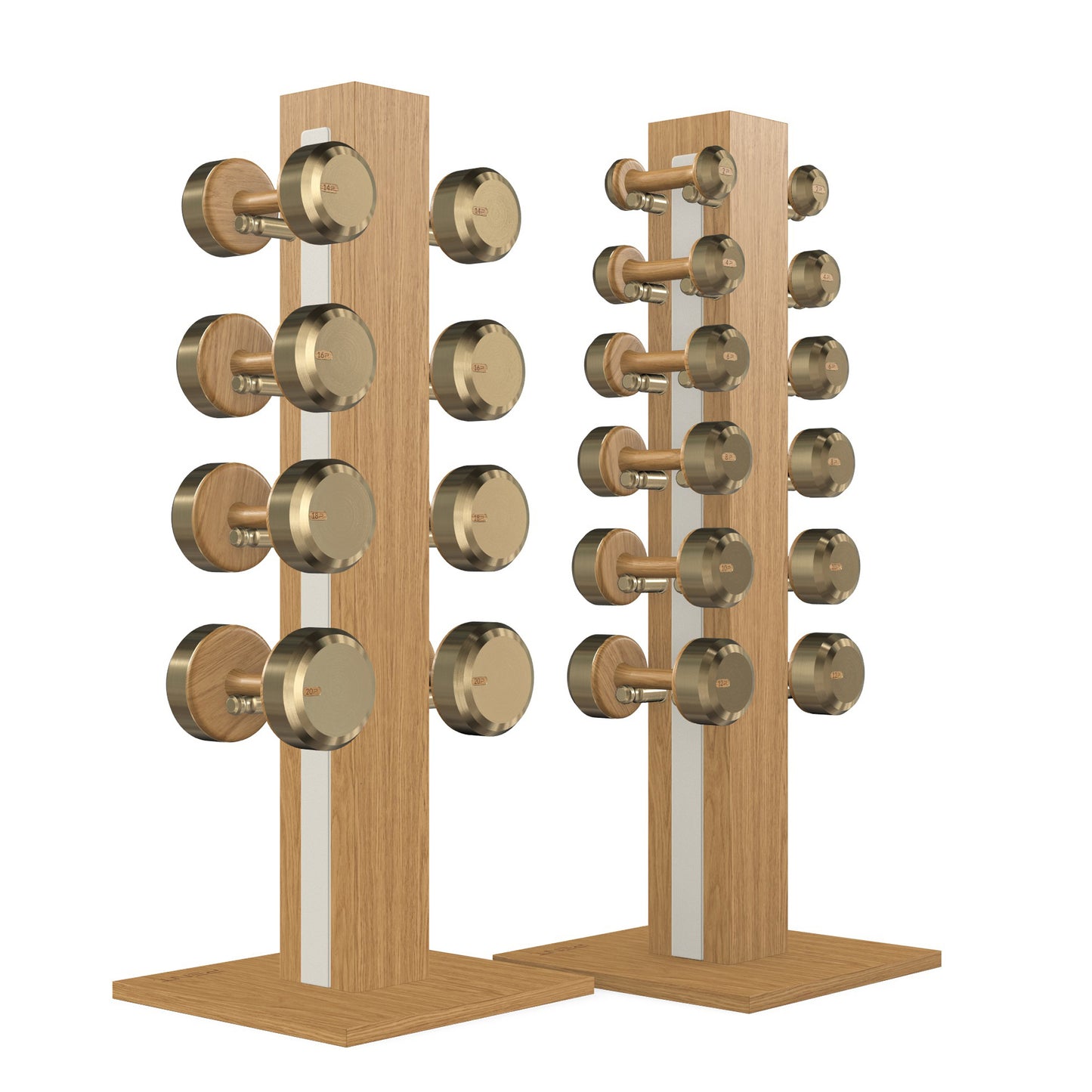 PENT. COLMIA Set - In Gold - Dumbbells on a Vertical Wooden Stand