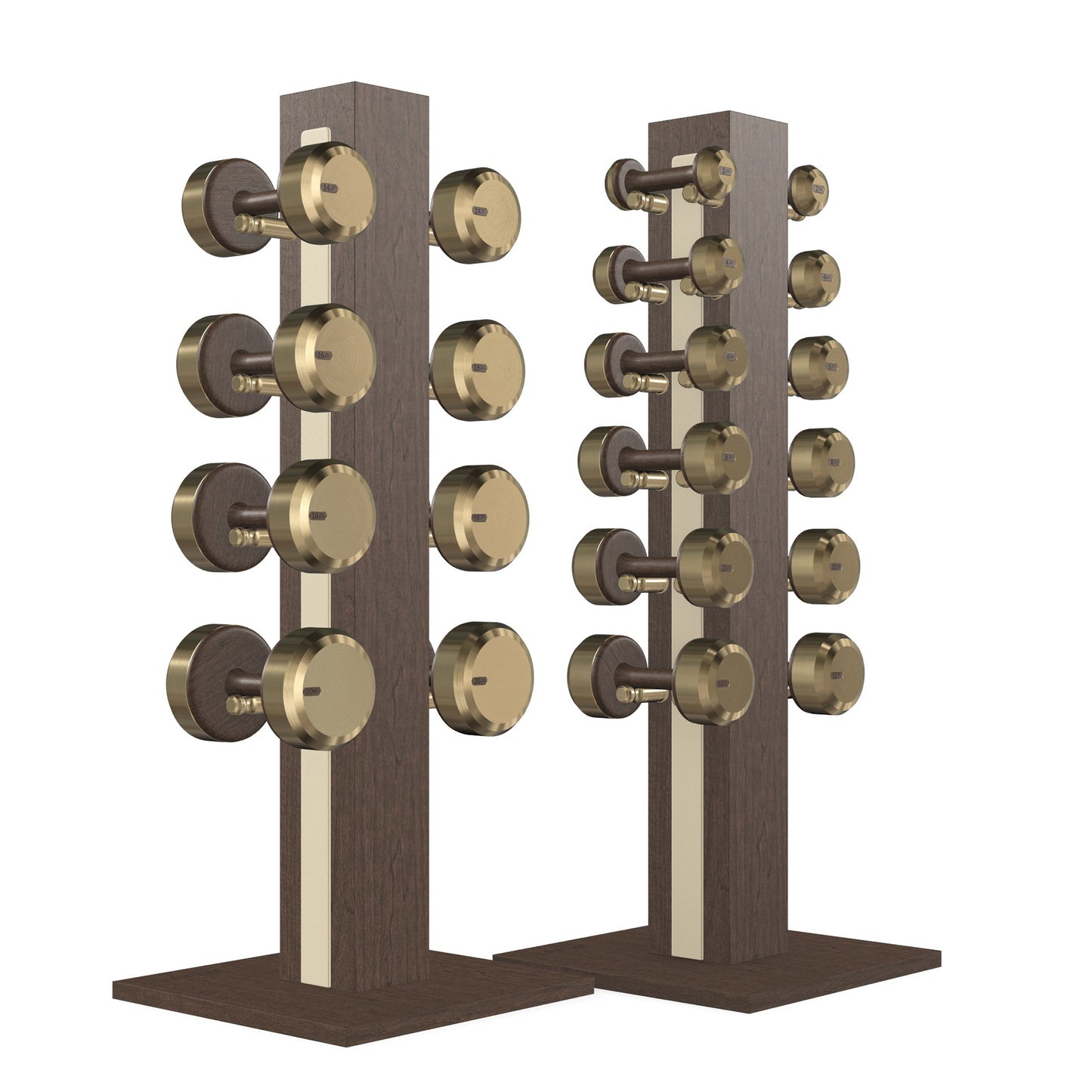 PENT. COLMIA Set - In Gold - Dumbbells on a Vertical Wooden Stand