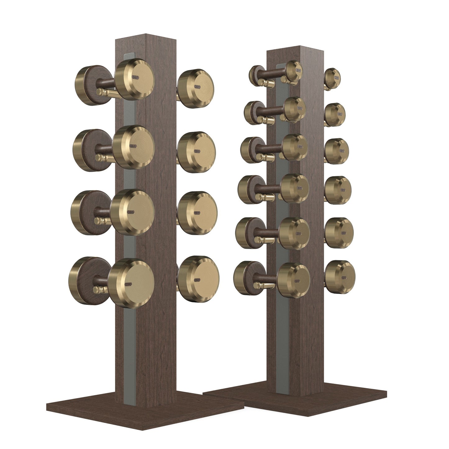 PENT. COLMIA Set - In Gold - Dumbbells on a Vertical Wooden Stand