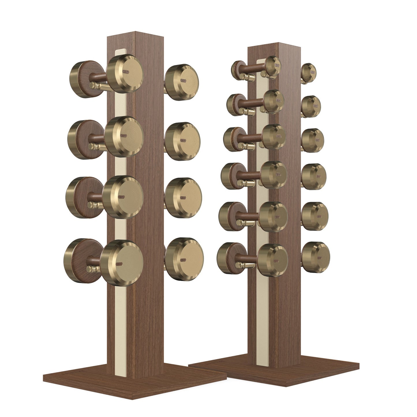 PENT. COLMIA Set - In Gold - Dumbbells on a Vertical Wooden Stand