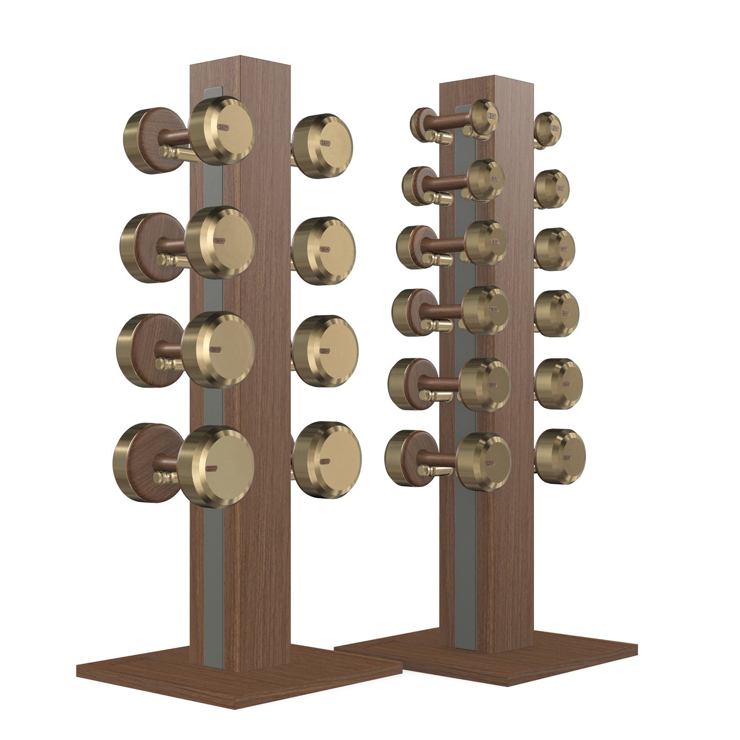 PENT. COLMIA Set - In Gold - Dumbbells on a Vertical Wooden Stand