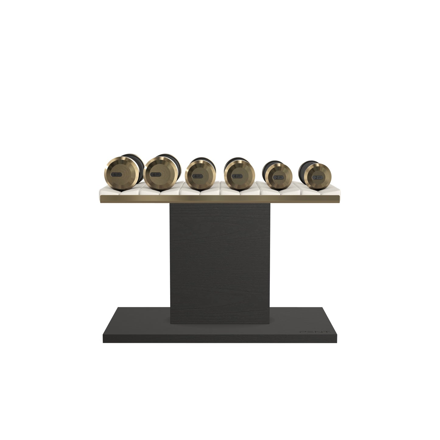PENT. COLMIA Set - In Gold  - Dumbbells on a Horizontal Wooden Stand