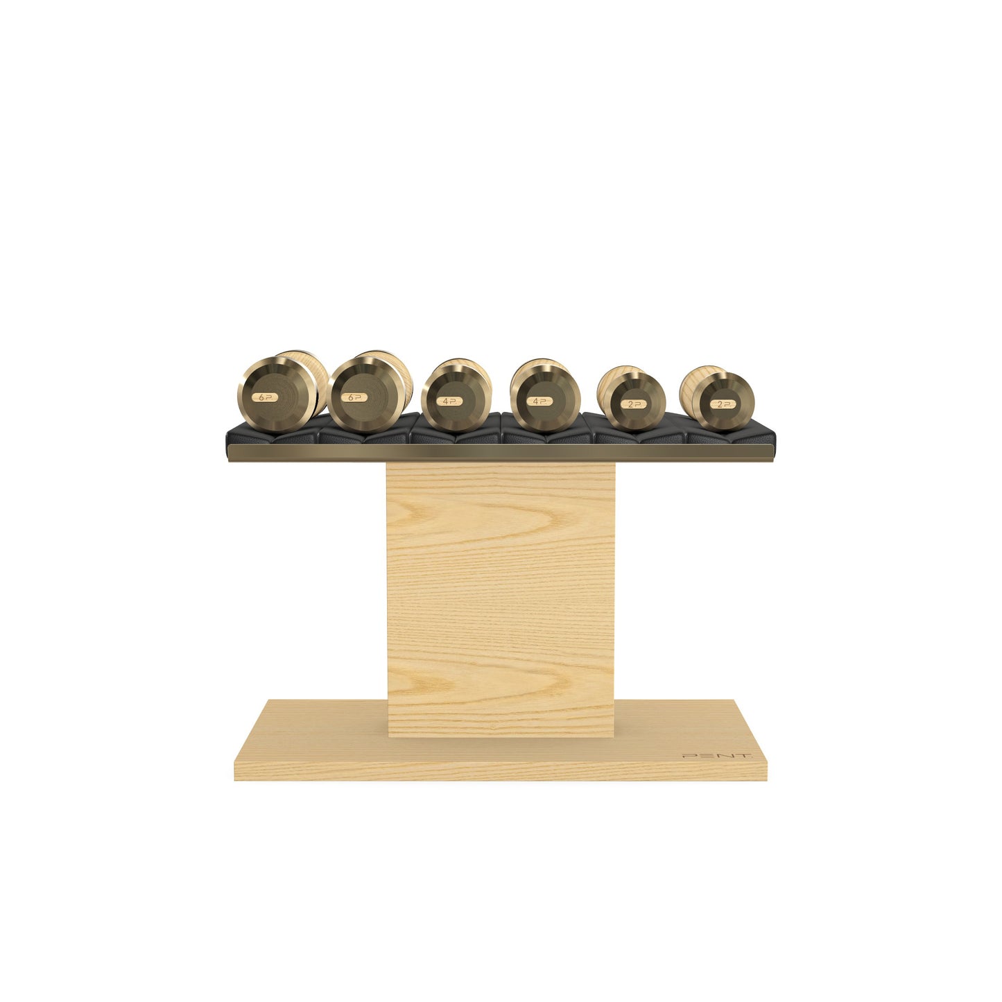PENT. COLMIA Set - In Gold  - Dumbbells on a Horizontal Wooden Stand
