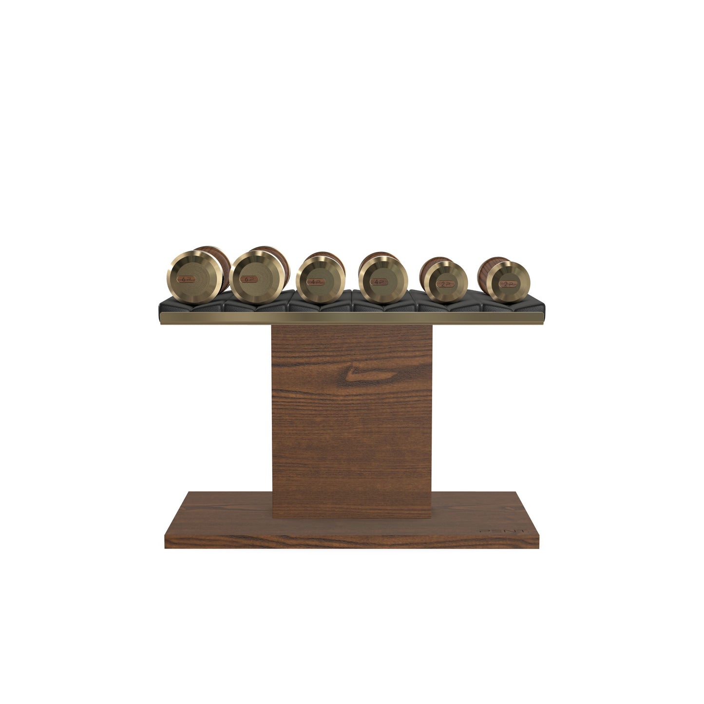 PENT. COLMIA Set - In Gold  - Dumbbells on a Horizontal Wooden Stand