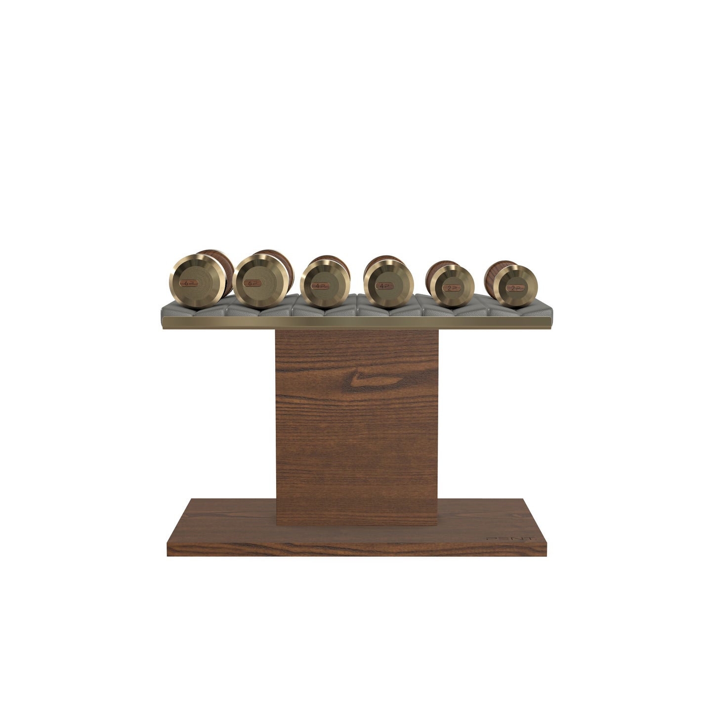 PENT. COLMIA Set - In Gold  - Dumbbells on a Horizontal Wooden Stand