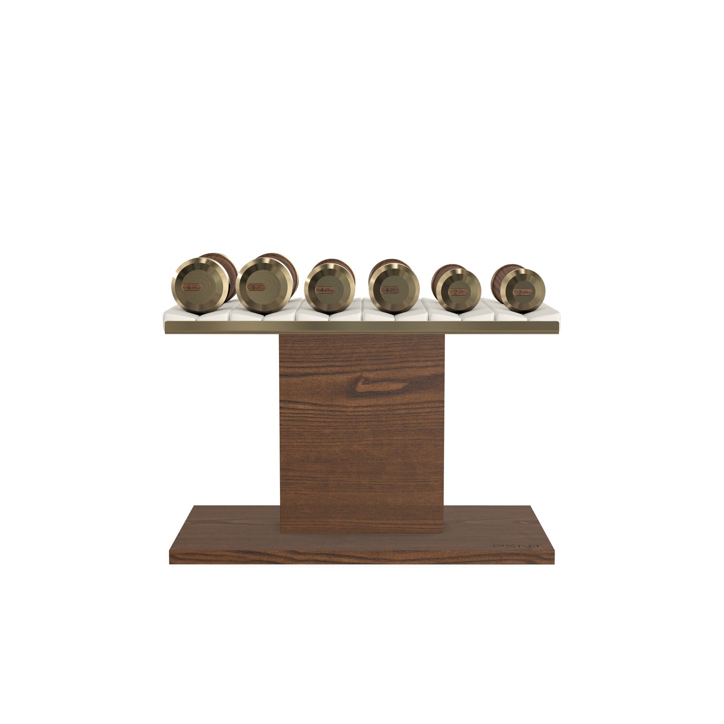 PENT. COLMIA Set - In Gold  - Dumbbells on a Horizontal Wooden Stand