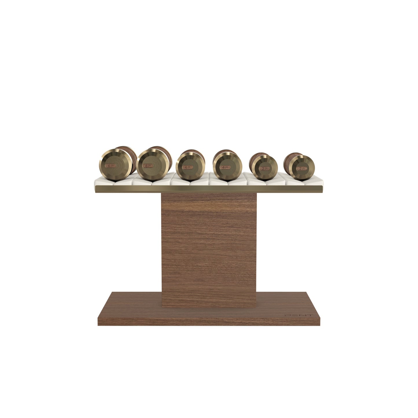 PENT. COLMIA Set - In Gold  - Dumbbells on a Horizontal Wooden Stand