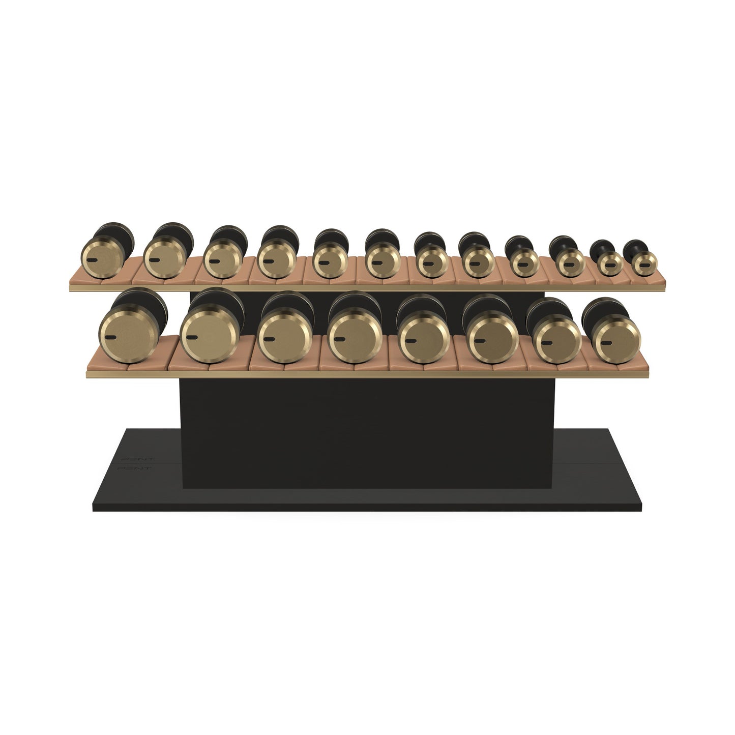 PENT. COLMIA Set - In Gold  - Dumbbells on a Horizontal Wooden Stand