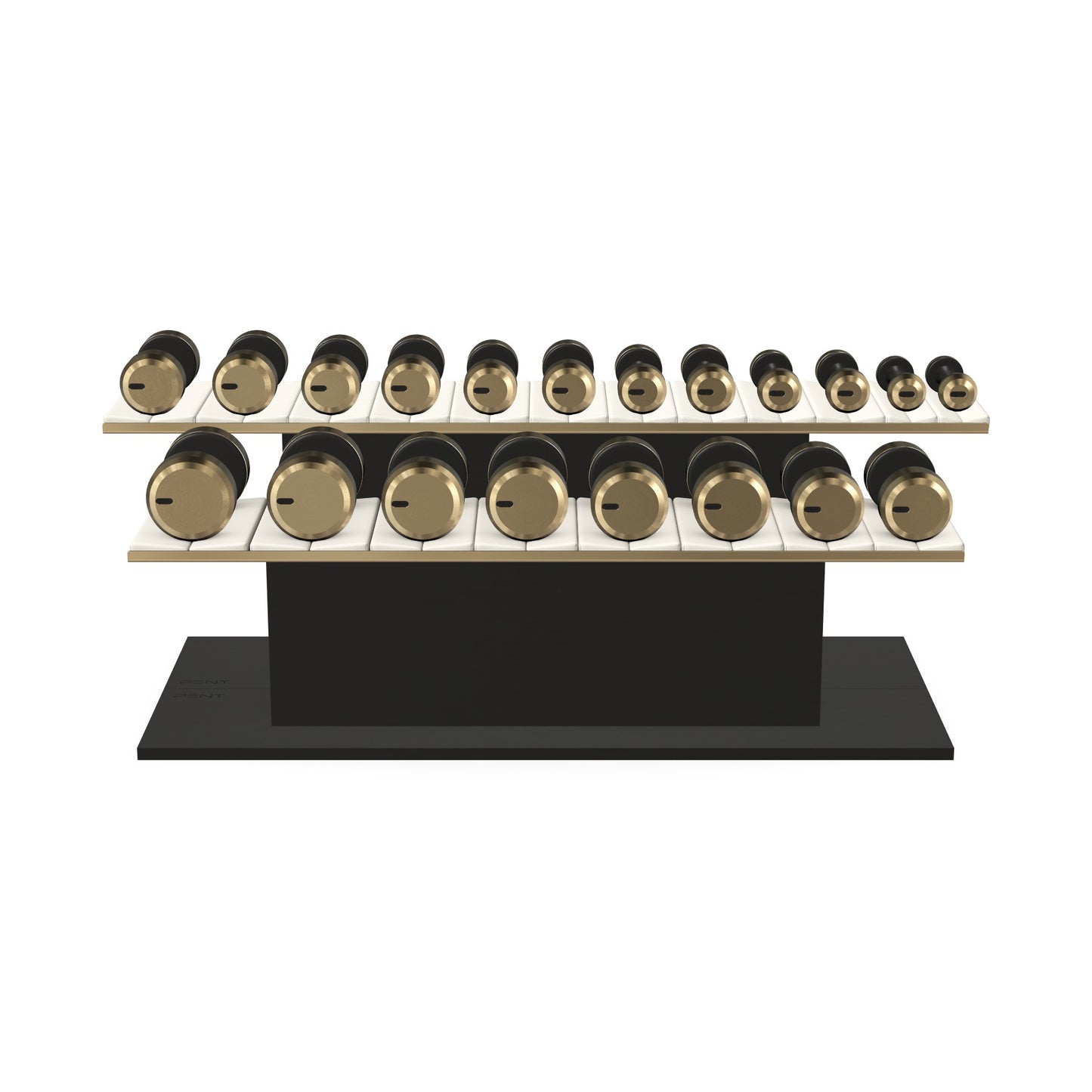 PENT. COLMIA Set - In Gold  - Dumbbells on a Horizontal Wooden Stand