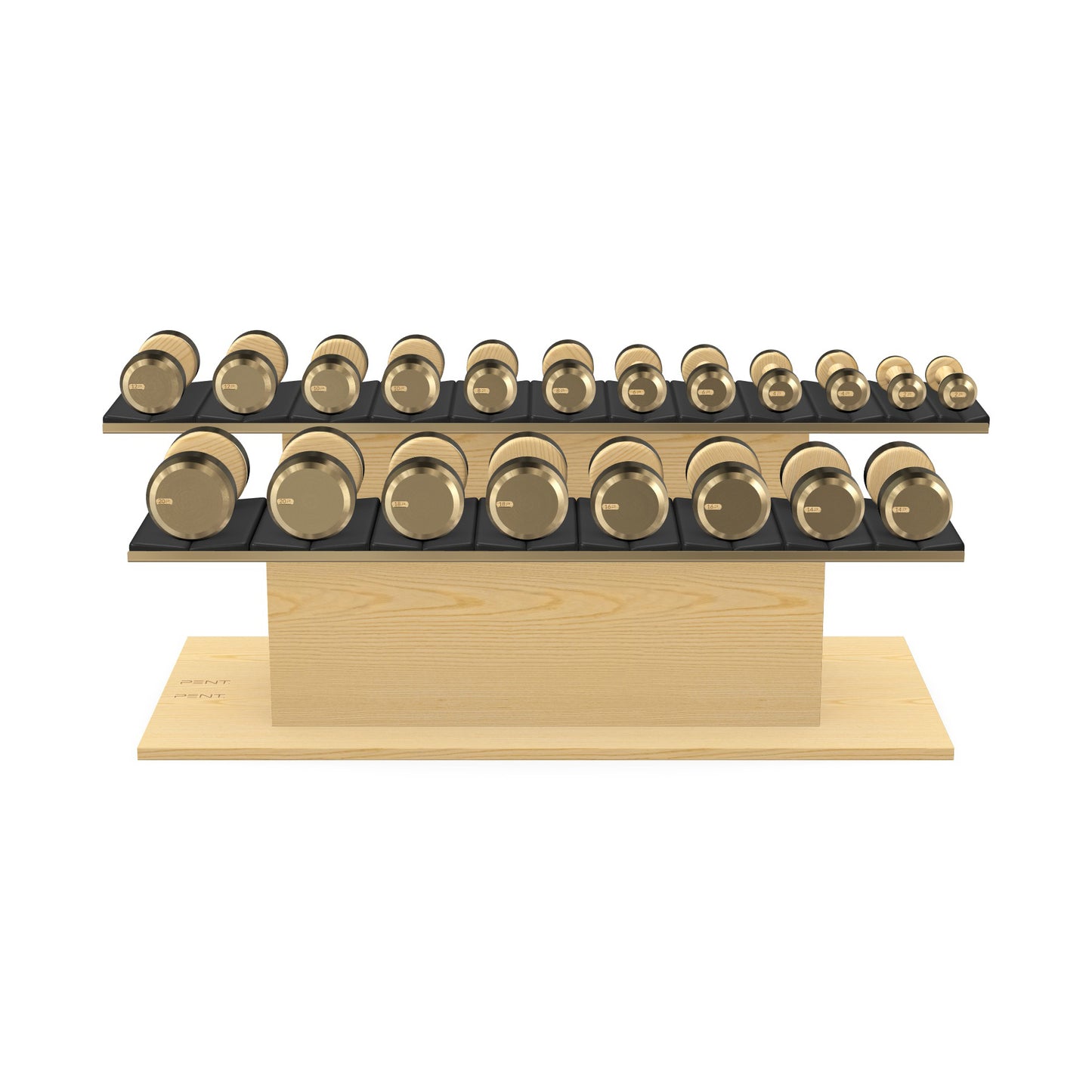 PENT. COLMIA Set - In Gold  - Dumbbells on a Horizontal Wooden Stand