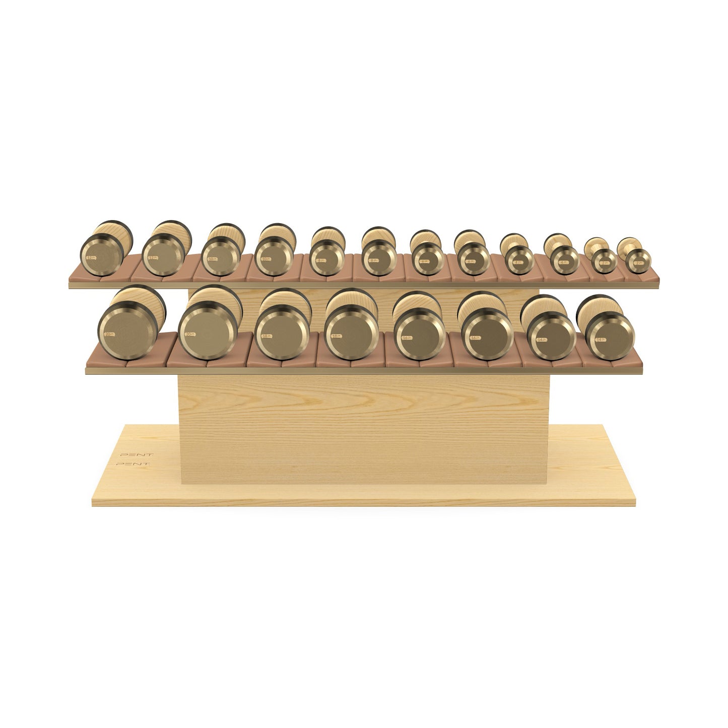 PENT. COLMIA Set - In Gold  - Dumbbells on a Horizontal Wooden Stand