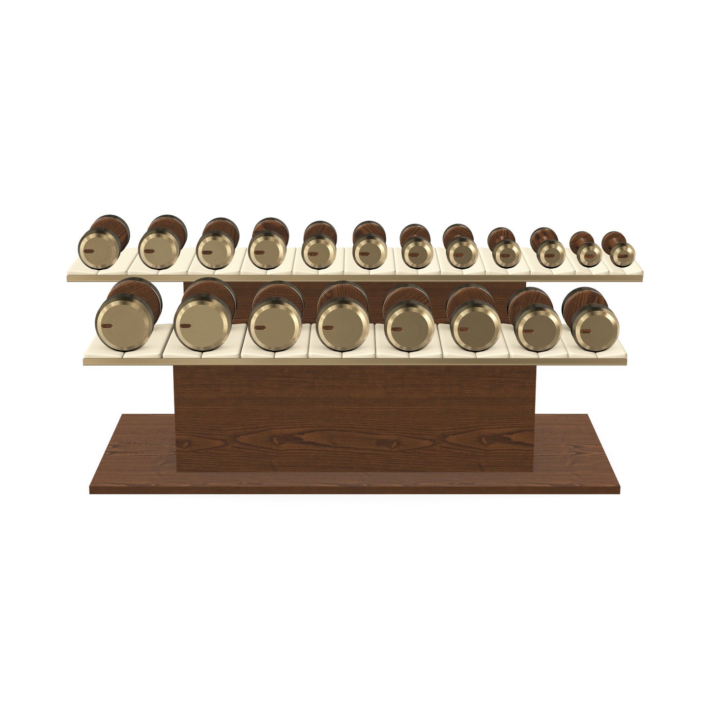 PENT. COLMIA Set - In Gold  - Dumbbells on a Horizontal Wooden Stand