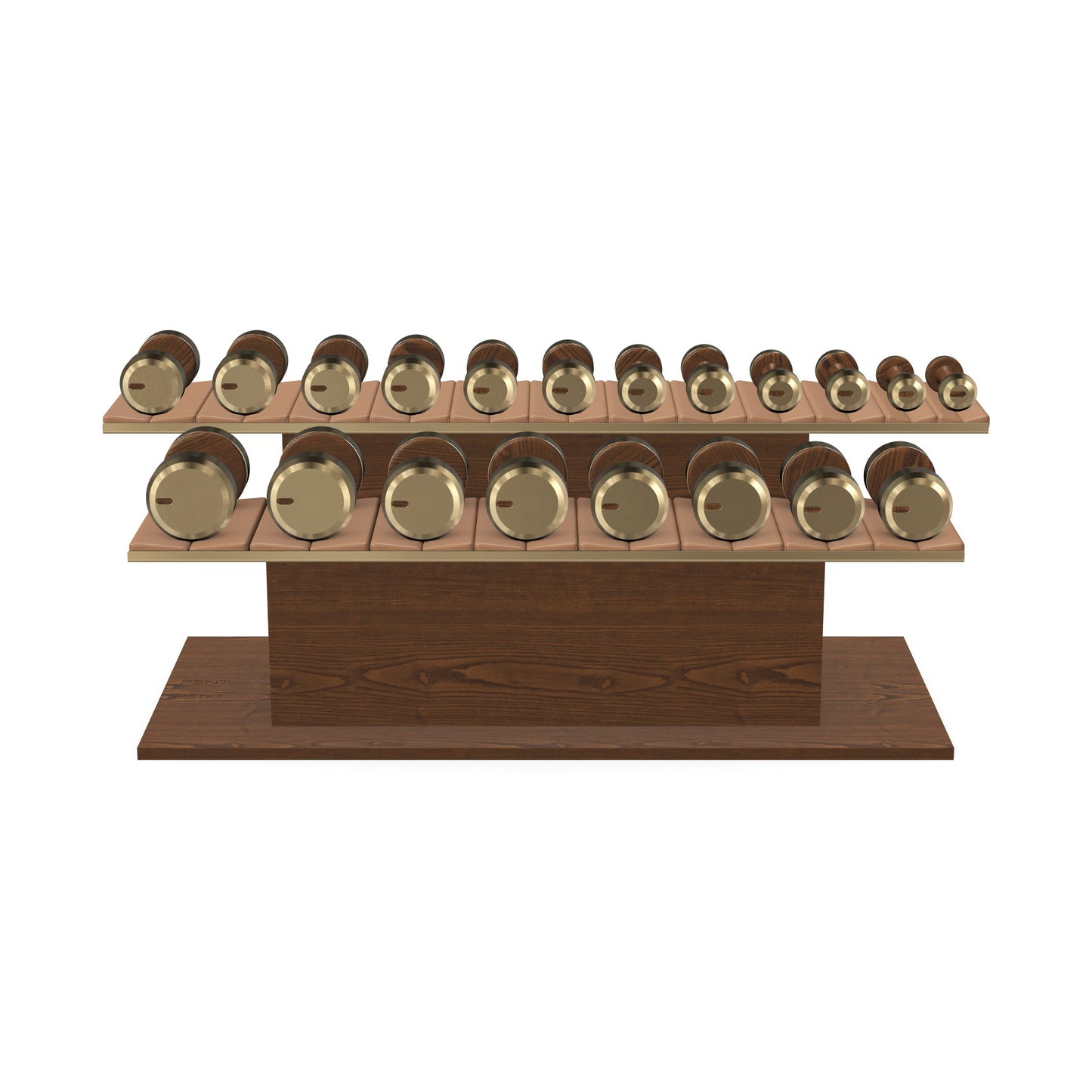 PENT. COLMIA Set - In Gold  - Dumbbells on a Horizontal Wooden Stand