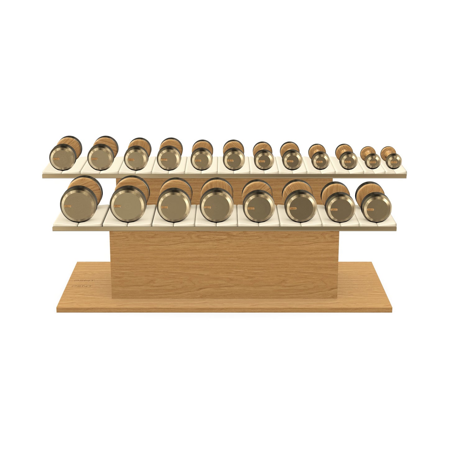 PENT. COLMIA Set - In Gold  - Dumbbells on a Horizontal Wooden Stand