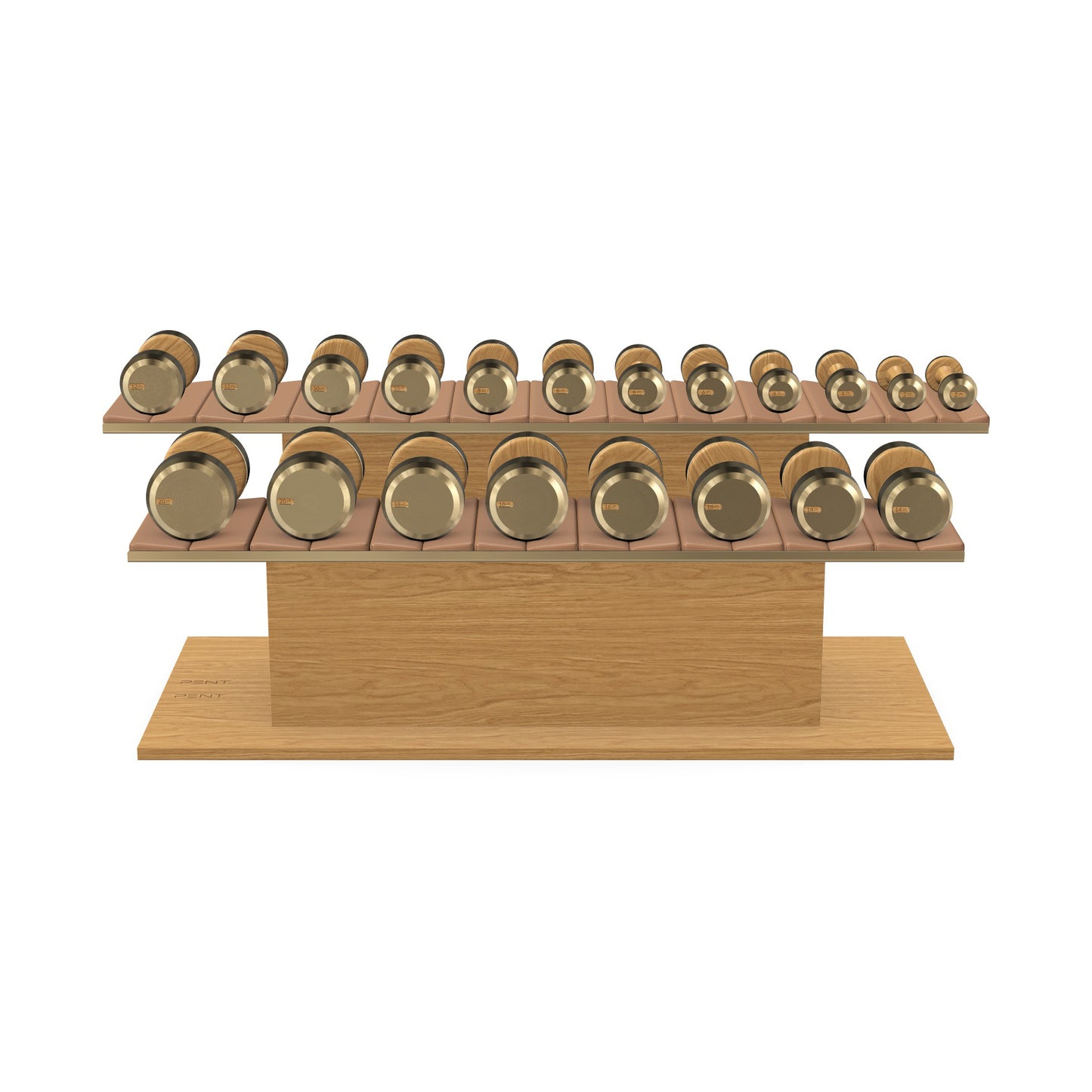 PENT. COLMIA Set - In Gold  - Dumbbells on a Horizontal Wooden Stand