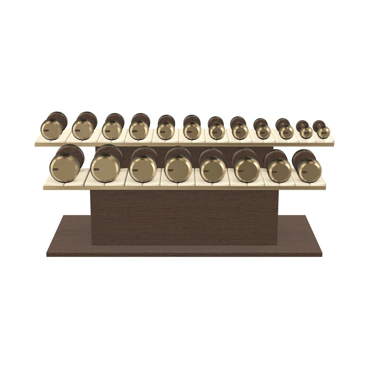 PENT. COLMIA Set - In Gold  - Dumbbells on a Horizontal Wooden Stand