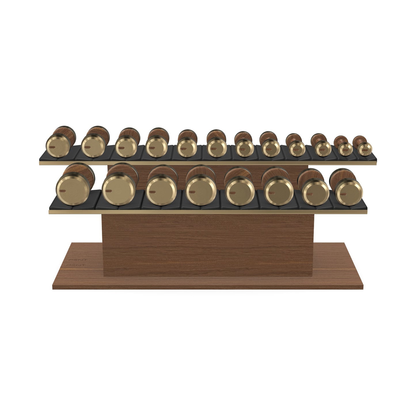 PENT. COLMIA Set - In Gold  - Dumbbells on a Horizontal Wooden Stand