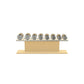 Luxury gym equipment, 4 pair of dumbbells on horizontal wooden stand, made with stainless steel, Italian beige leather and natural ash wood.
