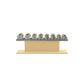 Luxury gym equipment, 4 pair of dumbbells on horizontal wooden stand, made with stainless steel, Italian grey leather and natural ash wood.