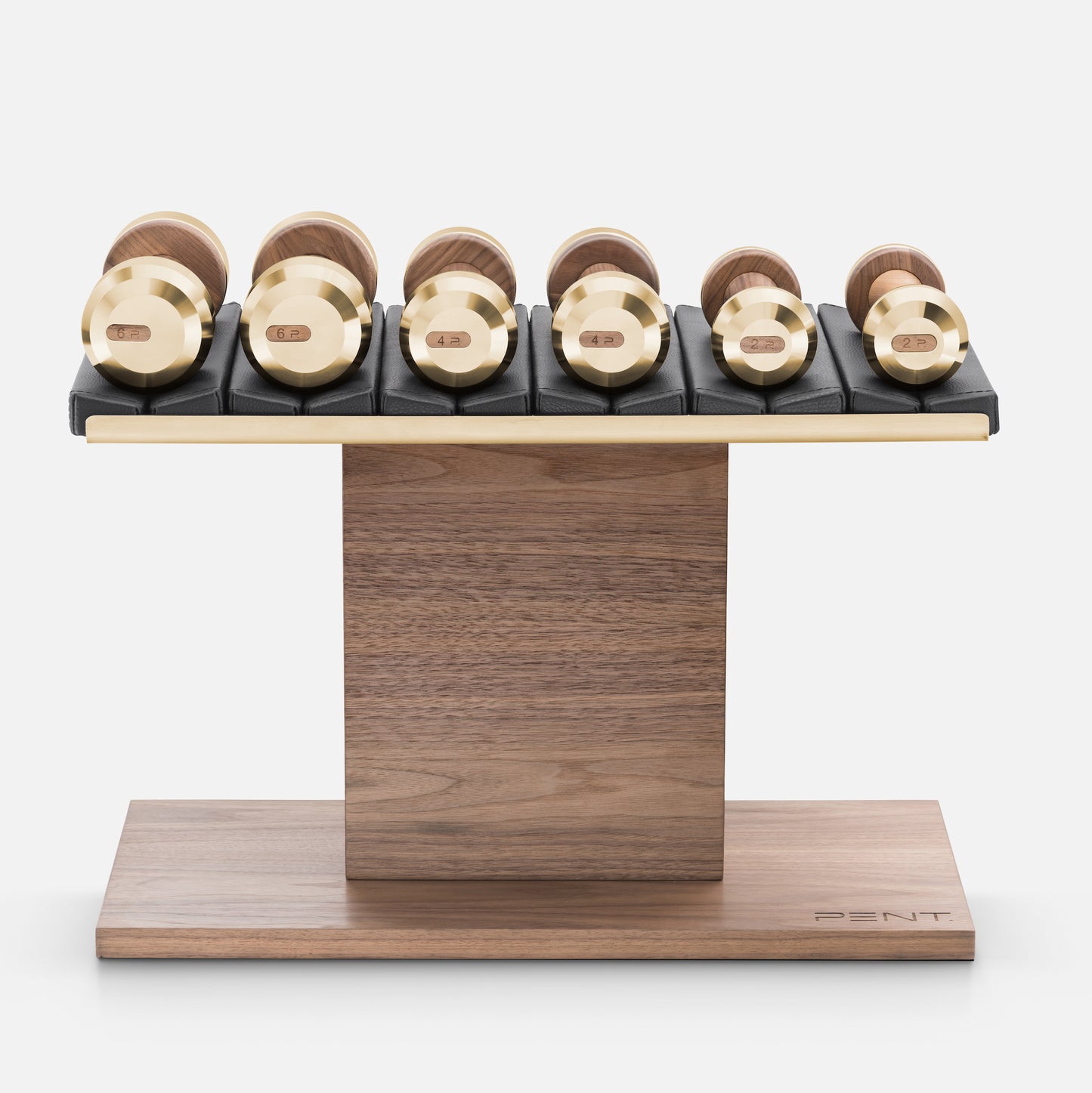 PENT. COLMIA Set - In Gold  - Dumbbells on a Horizontal Wooden Stand