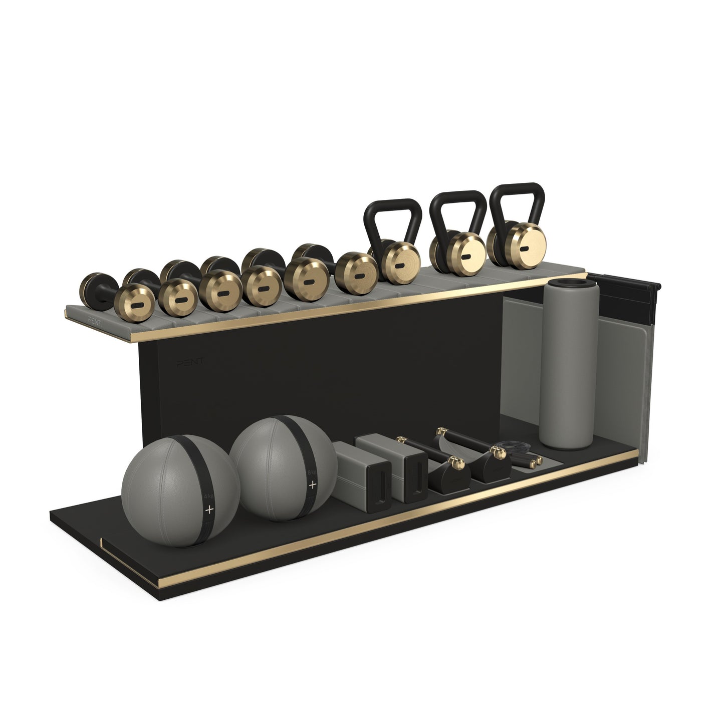 PENT. ANA - In Gold - Luxury Fitness Equipment on Wooden Stand