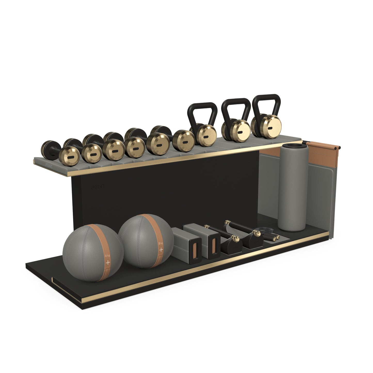 PENT. ANA - In Gold - Luxury Fitness Equipment on Wooden Stand