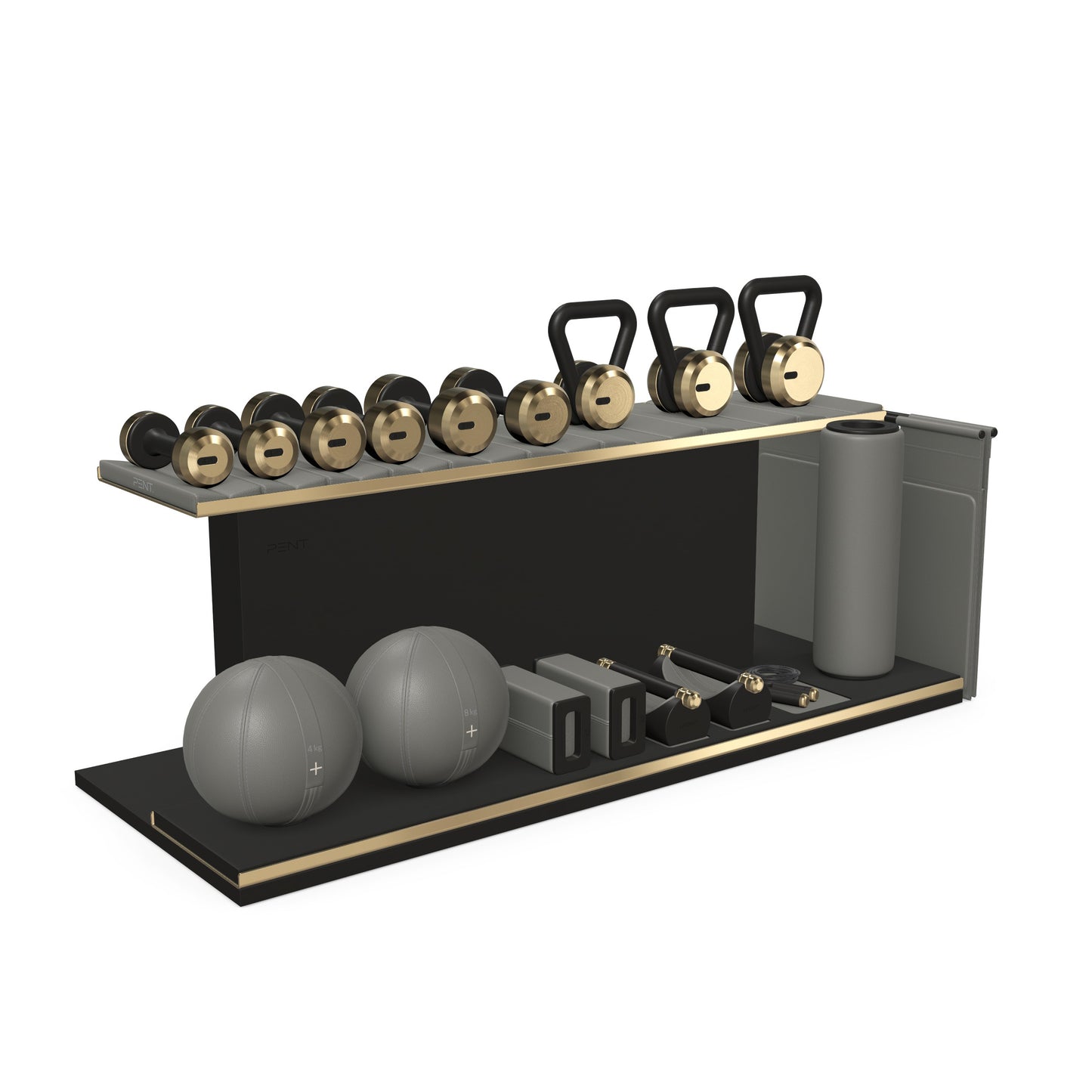 PENT. ANA - In Gold - Luxury Fitness Equipment on Wooden Stand