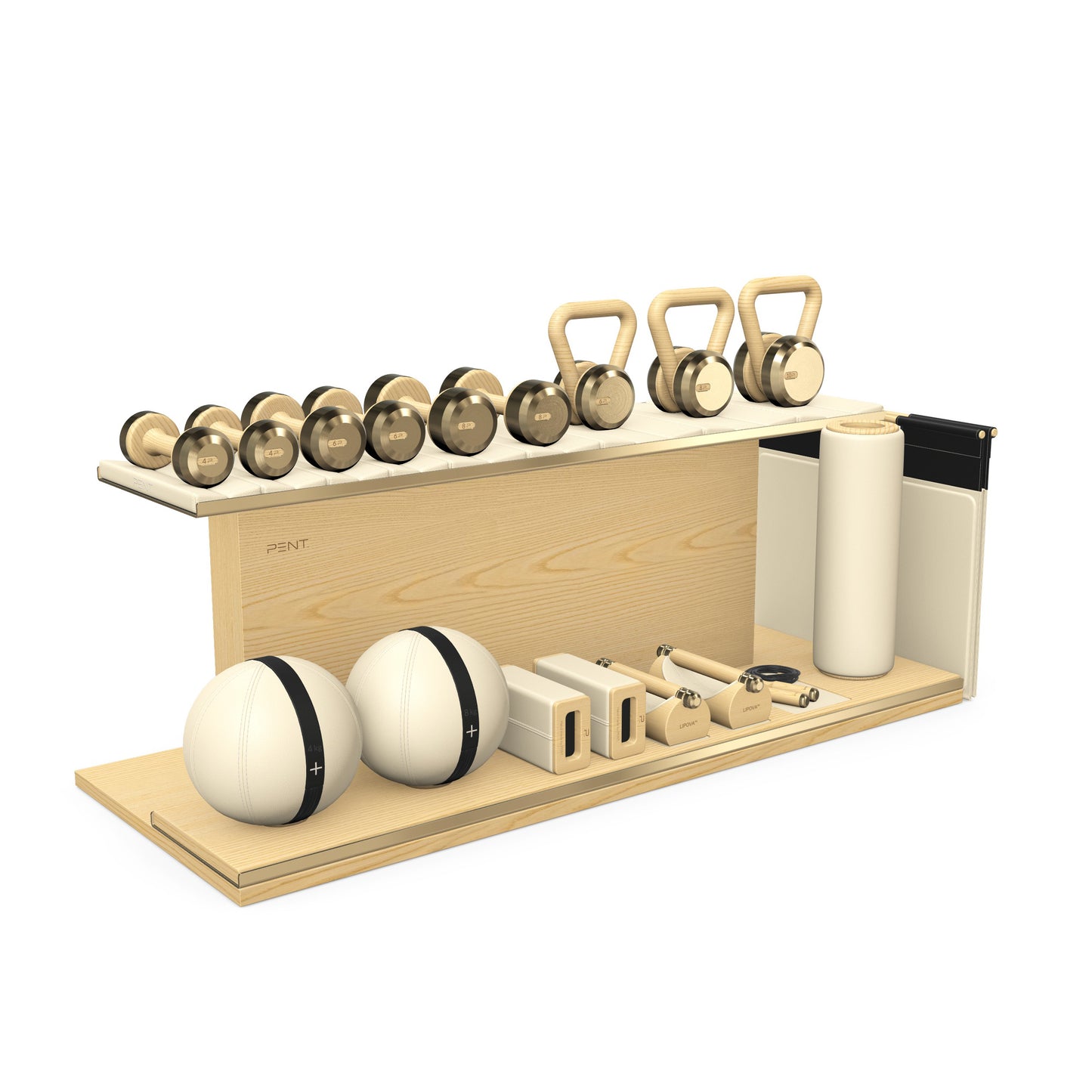 PENT. ANA - In Gold - Luxury Fitness Equipment on Wooden Stand