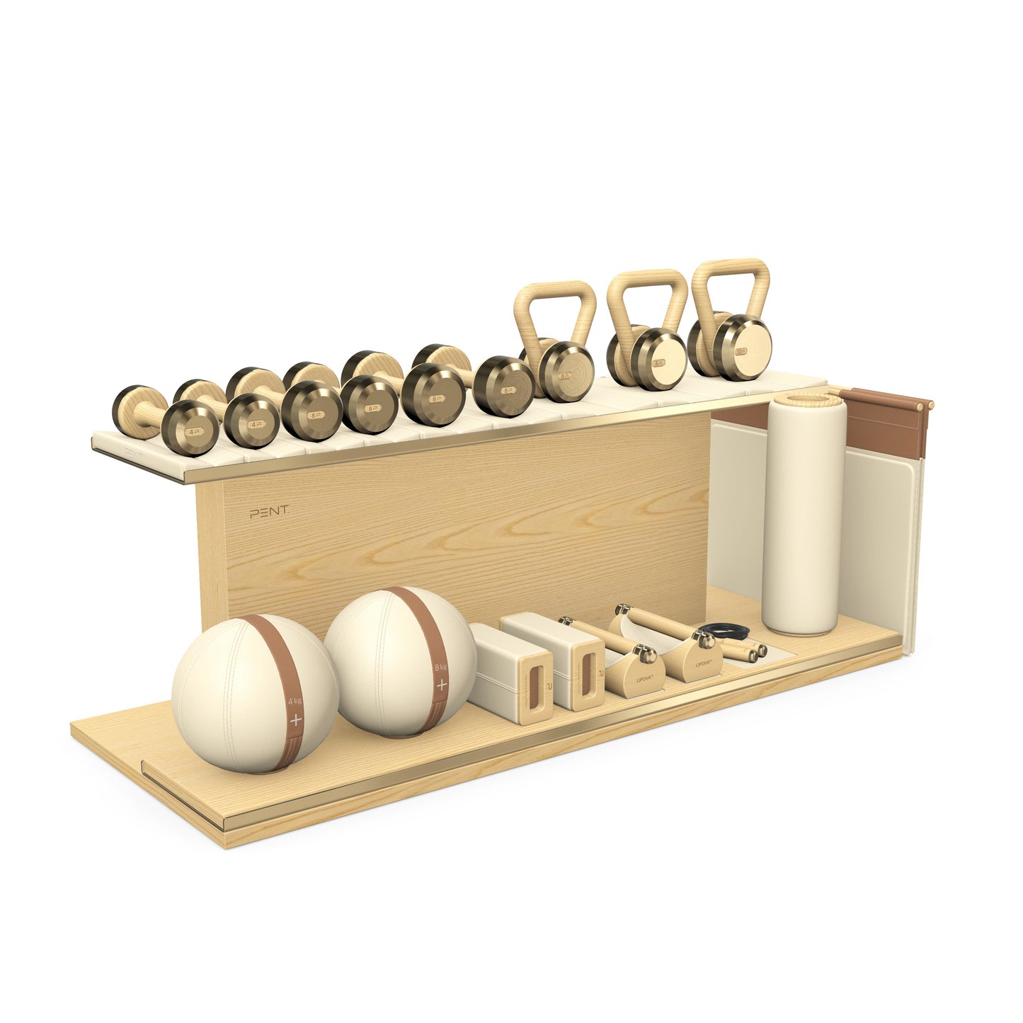 PENT. ANA - In Gold - Luxury Fitness Equipment on Wooden Stand