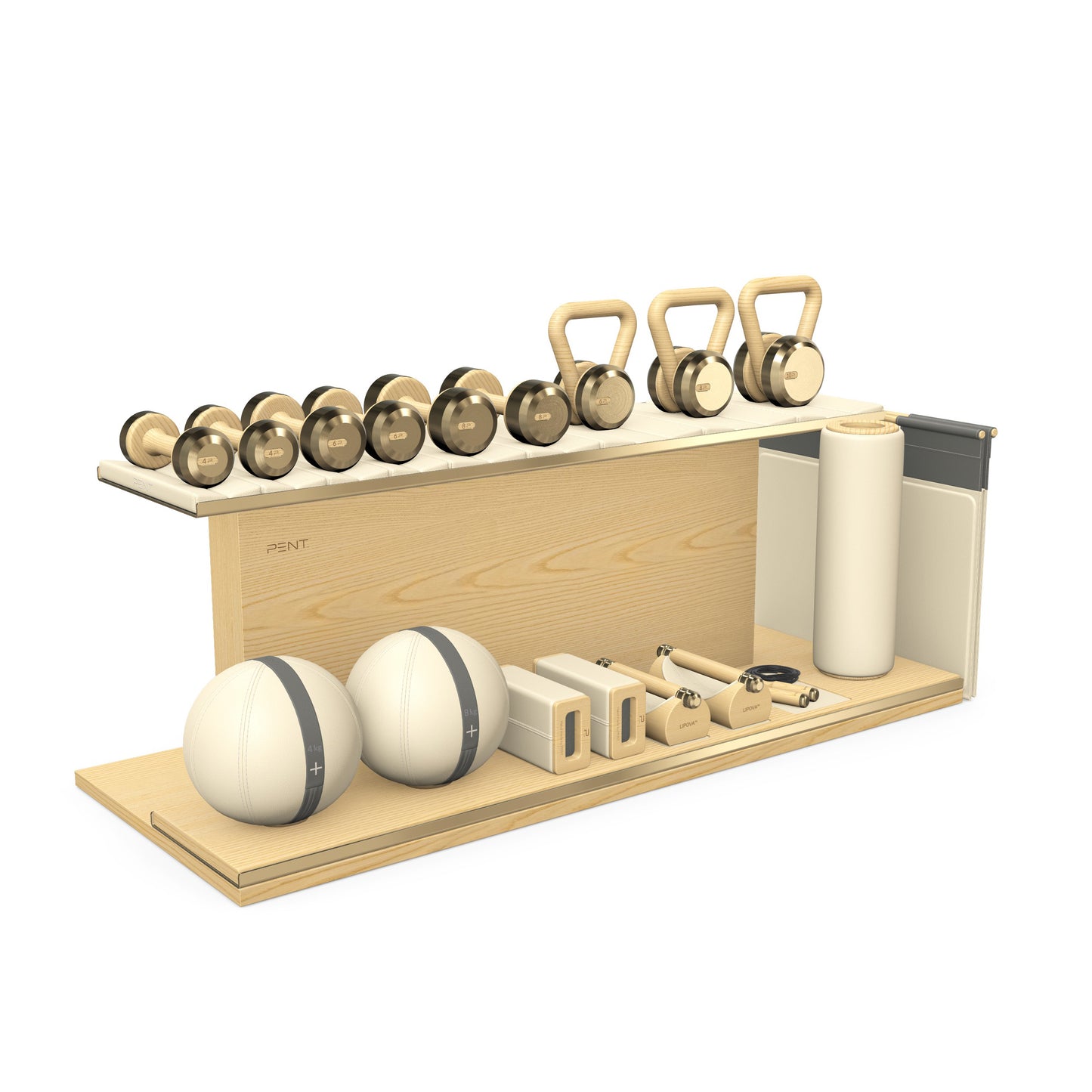 PENT. ANA - In Gold - Luxury Fitness Equipment on Wooden Stand