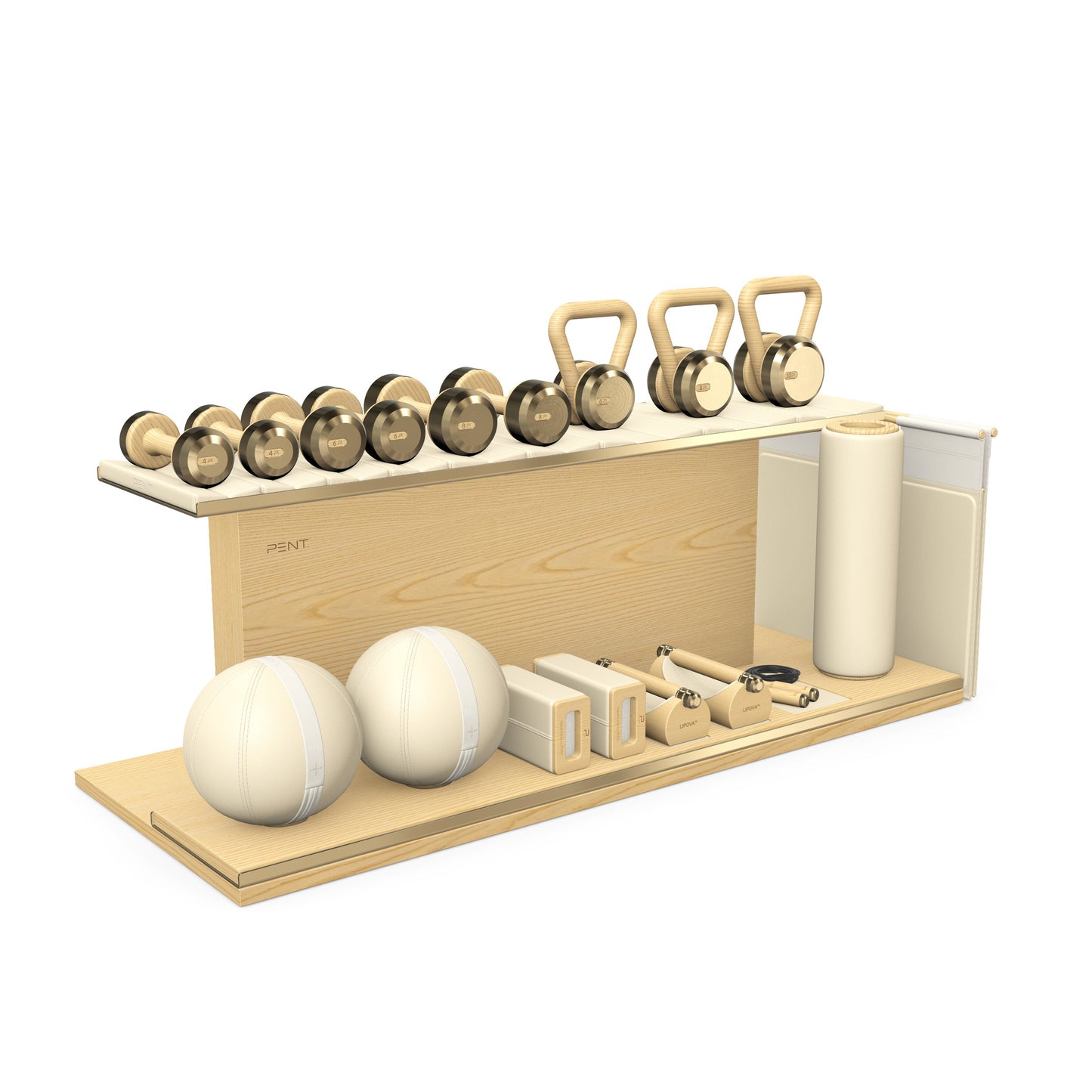 PENT. ANA - In Gold - Luxury Fitness Equipment on Wooden Stand