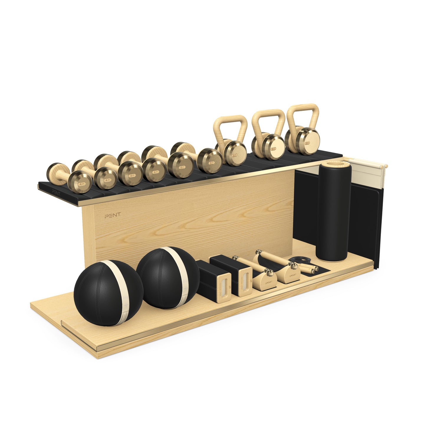 PENT. ANA - In Gold - Luxury Fitness Equipment on Wooden Stand