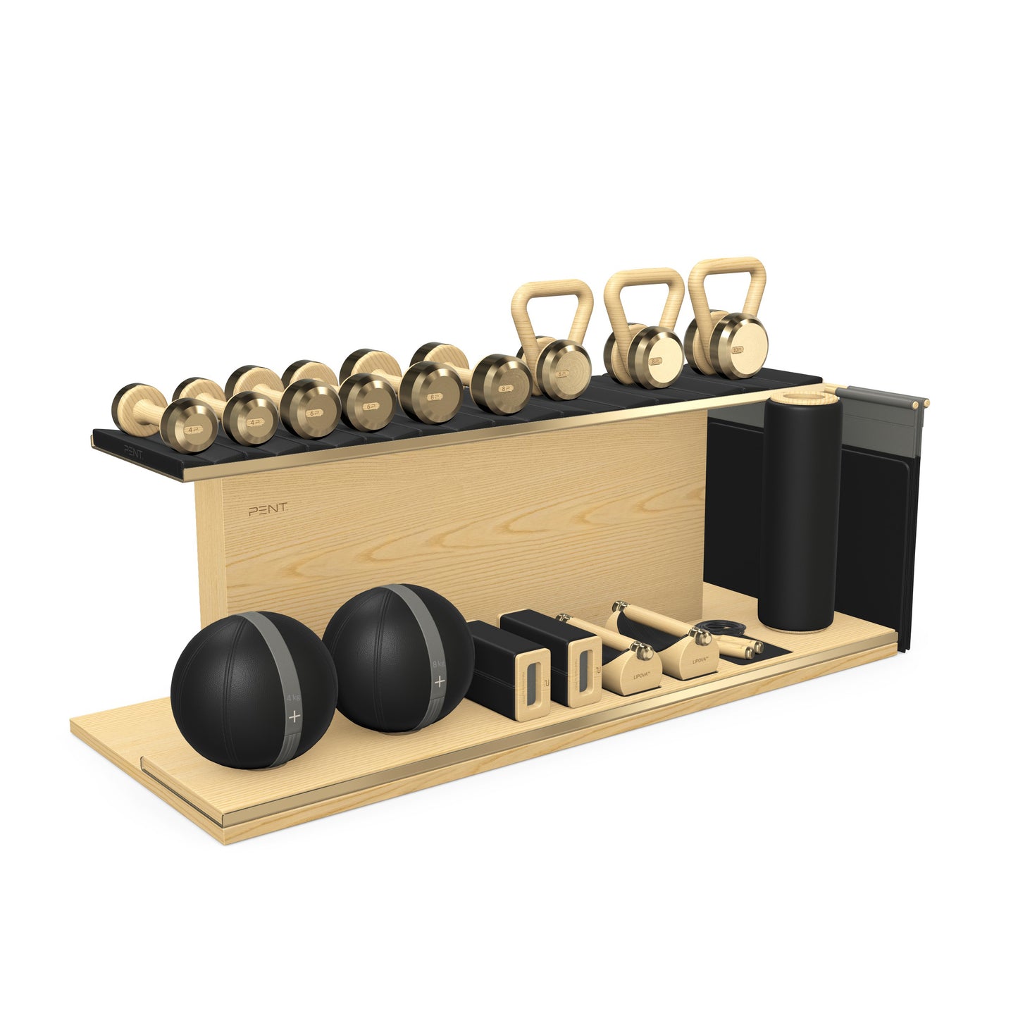 PENT. ANA - In Gold - Luxury Fitness Equipment on Wooden Stand