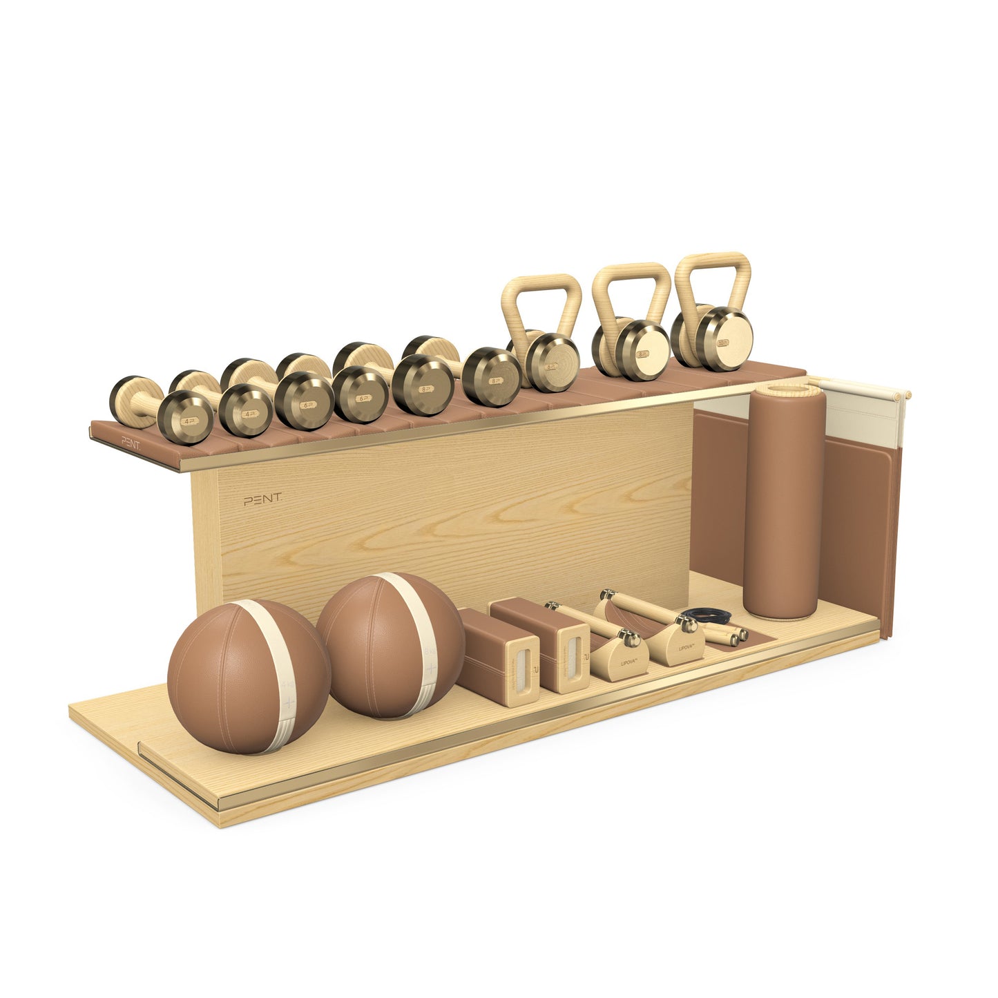 PENT. ANA - In Gold - Luxury Fitness Equipment on Wooden Stand