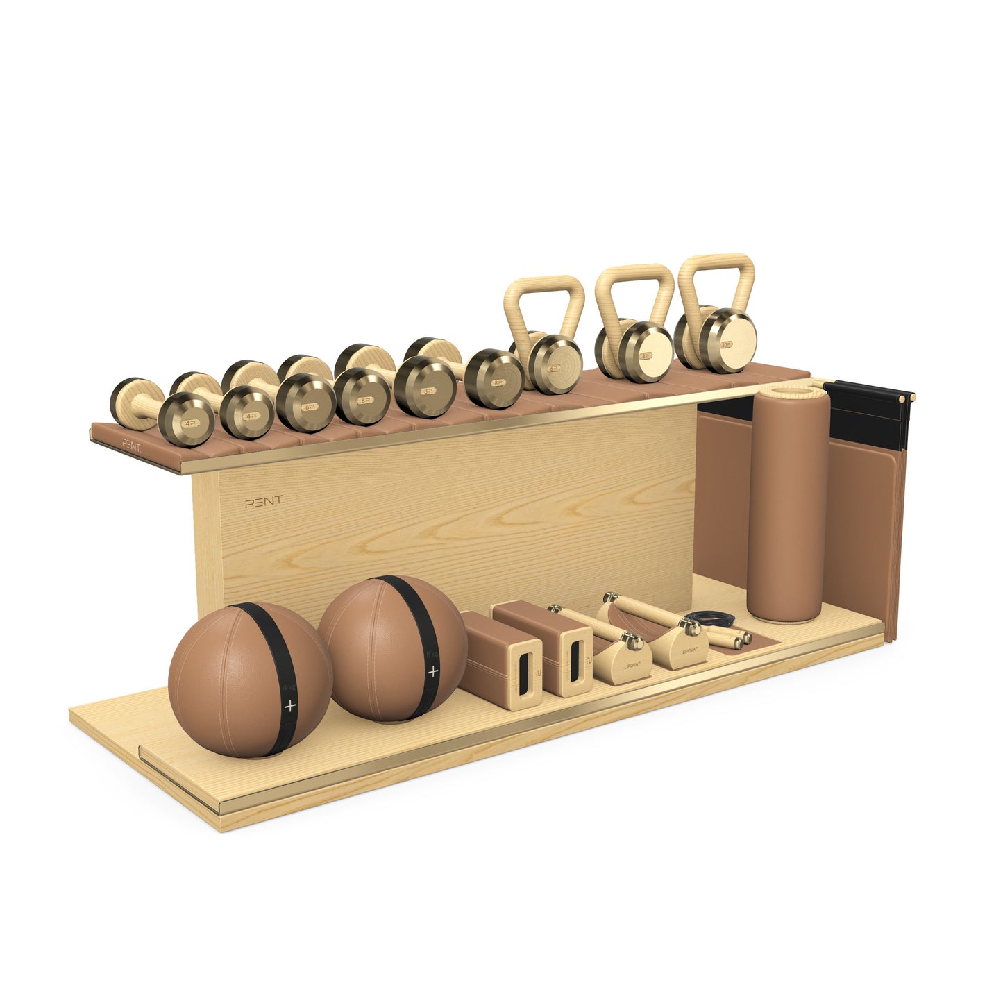PENT. ANA - In Gold - Luxury Fitness Equipment on Wooden Stand